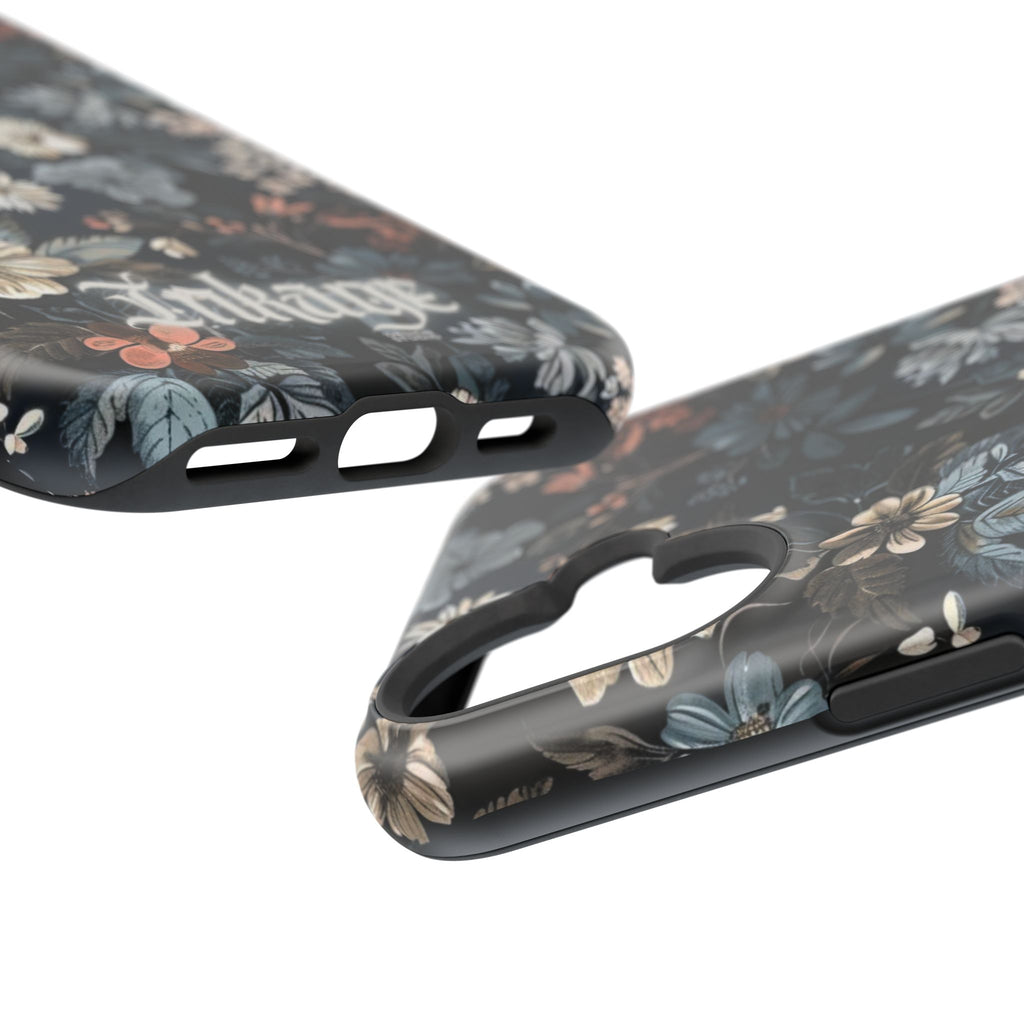 Black Florals Magnetic Phone Cases (Minimal)