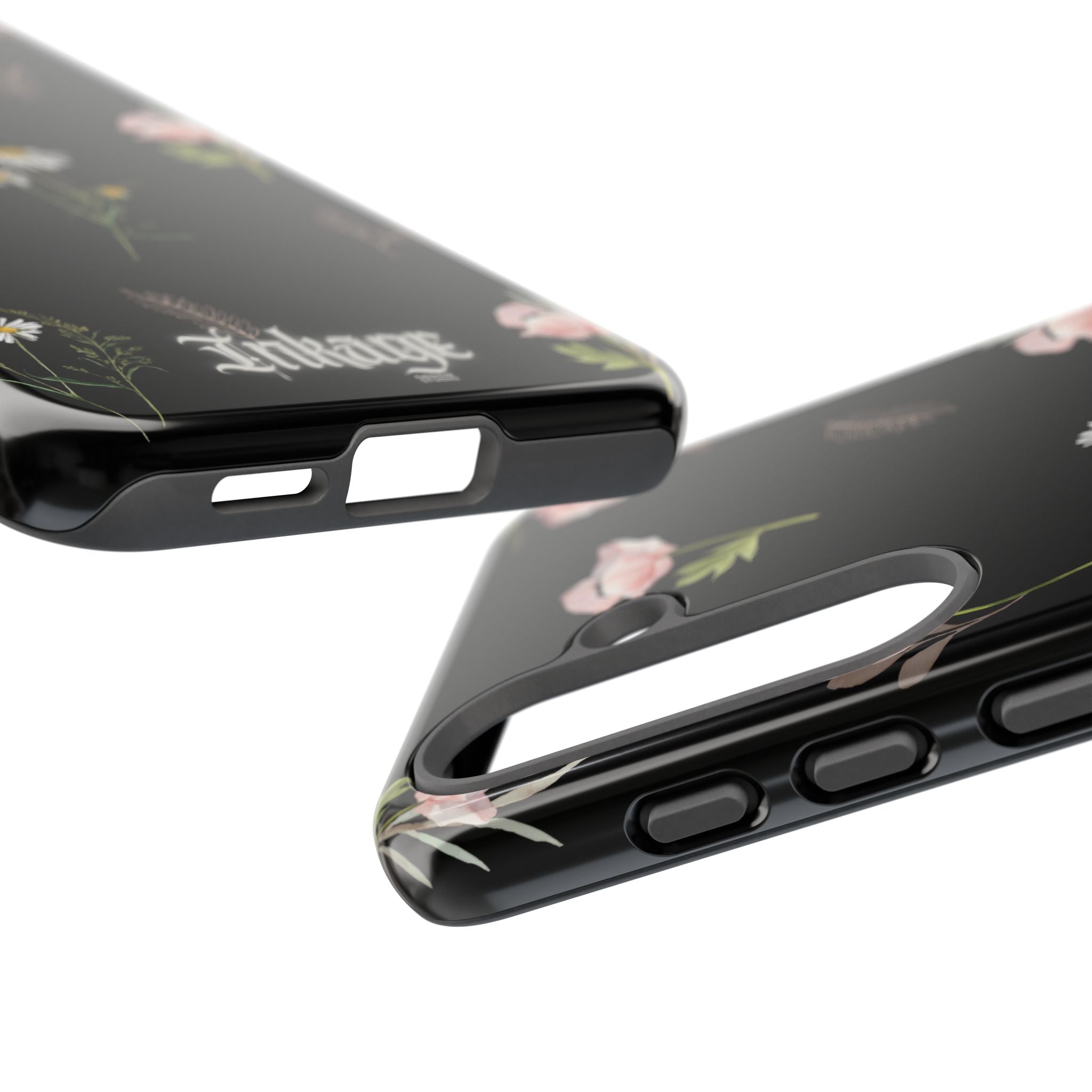 Elegant Black Floral Tough Phone Cases (Minimal)