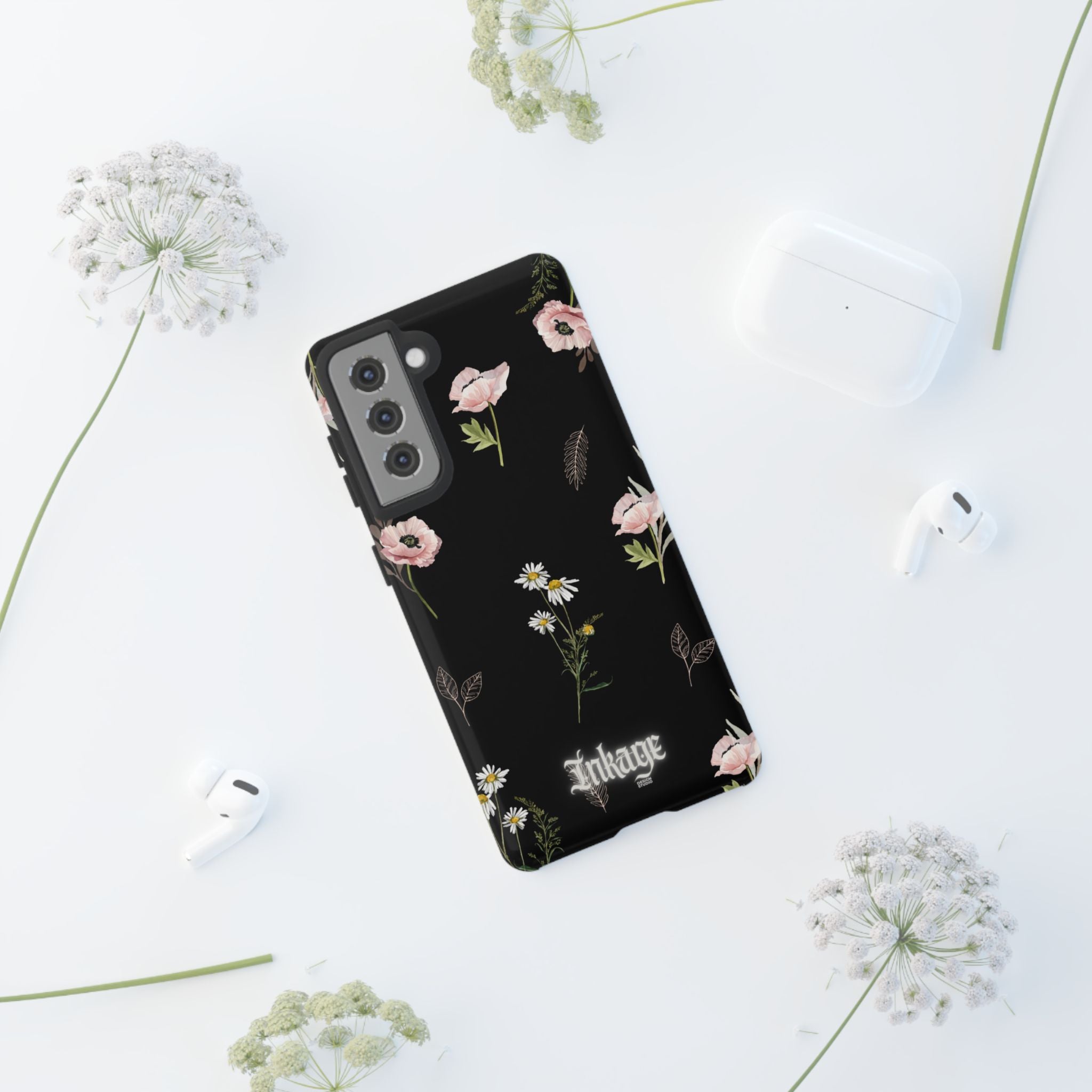Elegant Black Florals Tough Phone Cases (Minimal)