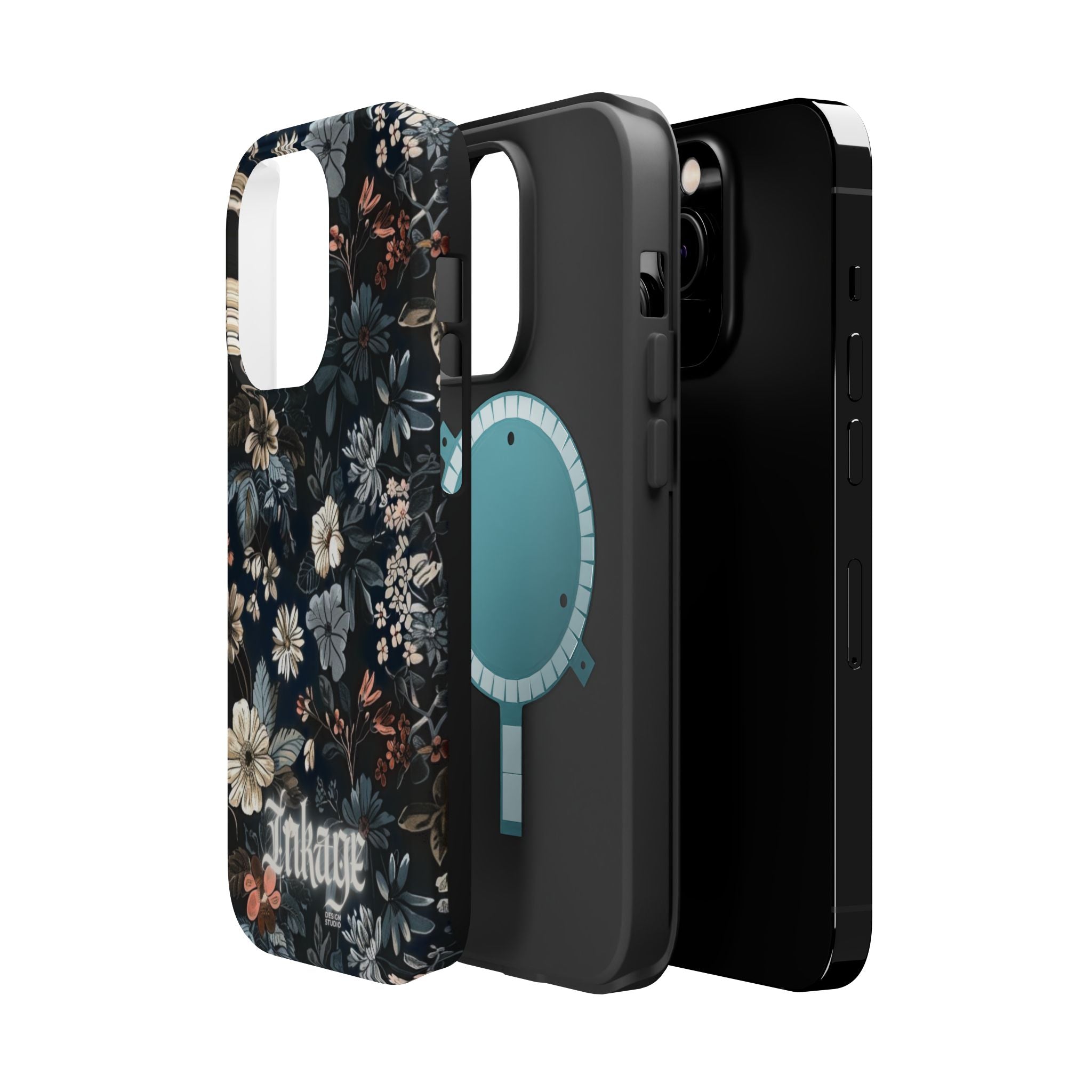 Black Florals Magnetic Phone Cases (Minimal)