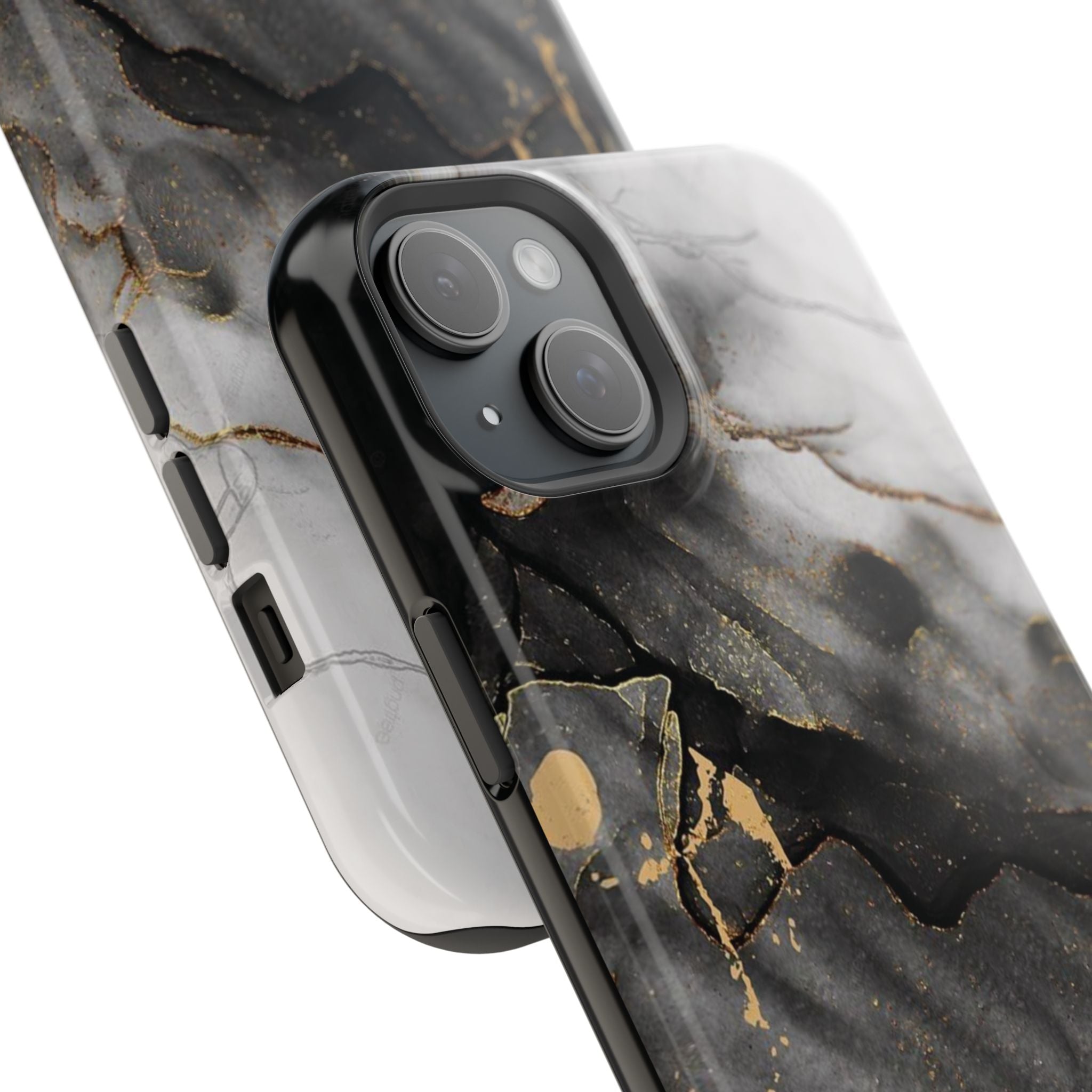 White Noir Marble Gold Foil Magnetic Phone Cases (Minimal)