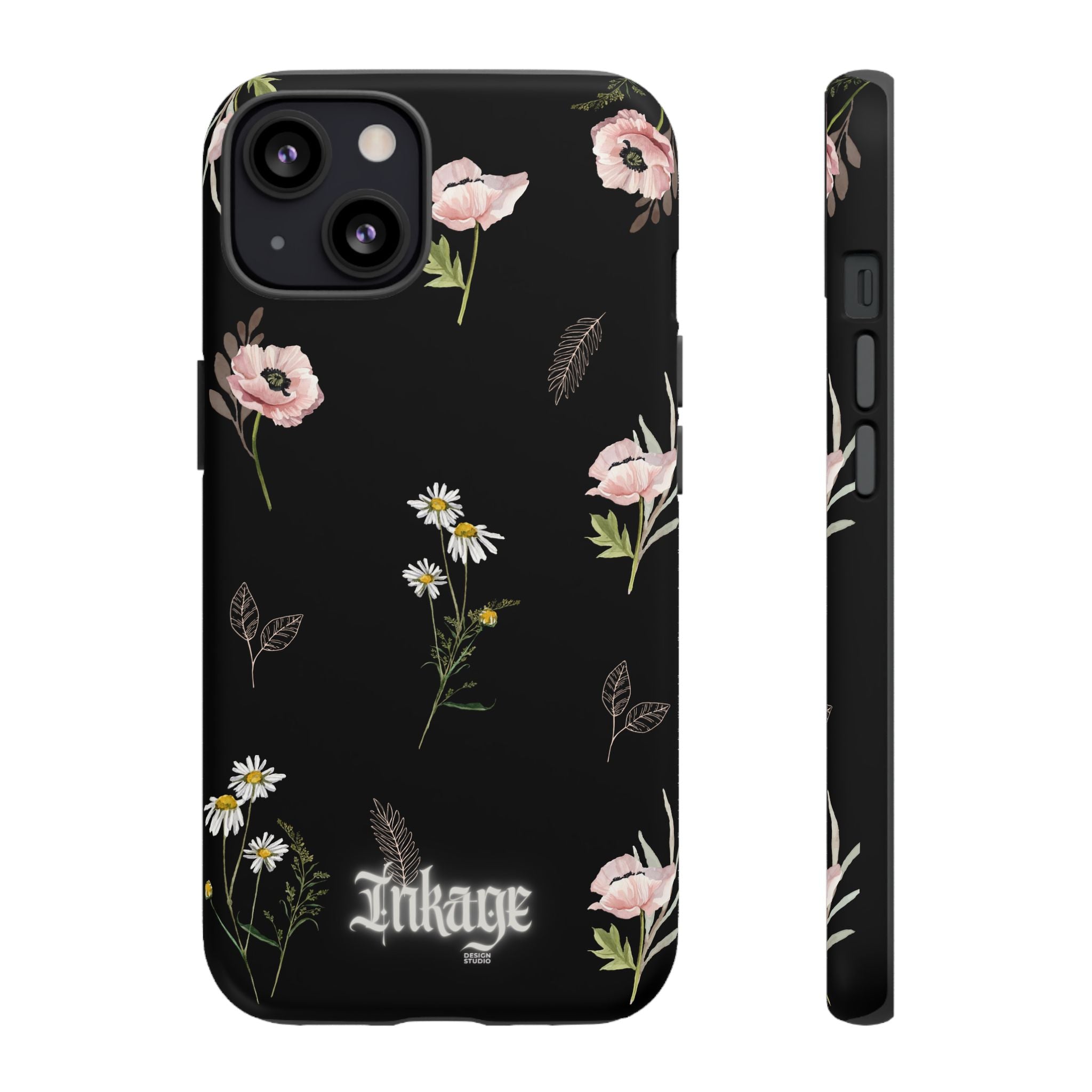 Elegant Black Floral Tough Phone Cases (Minimal)