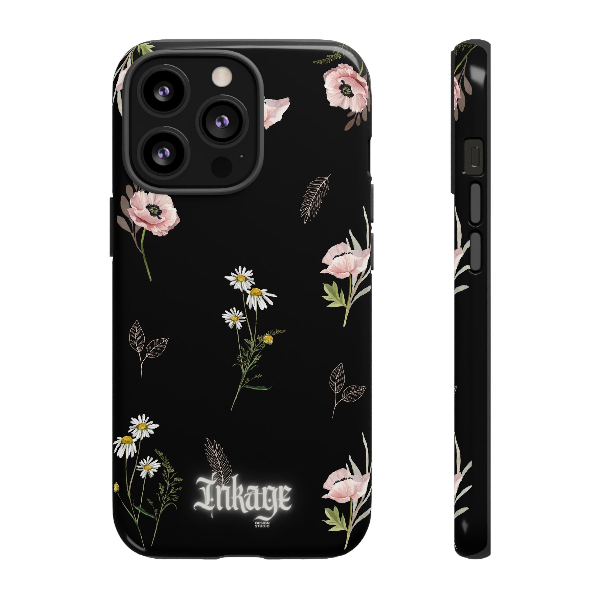 Elegant Black Floral Tough Phone Cases (Minimal)