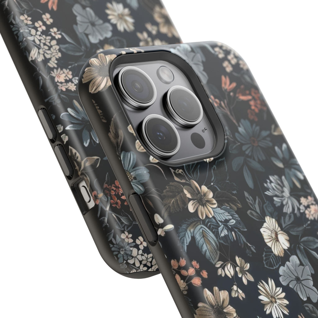 Black Florals Magnetic Phone Cases (Minimal)