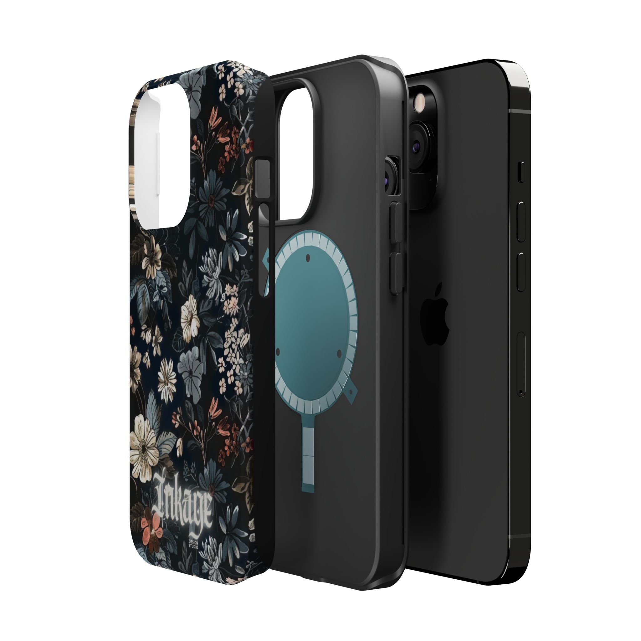 Black Florals Magnetic Phone Cases (Minimal)