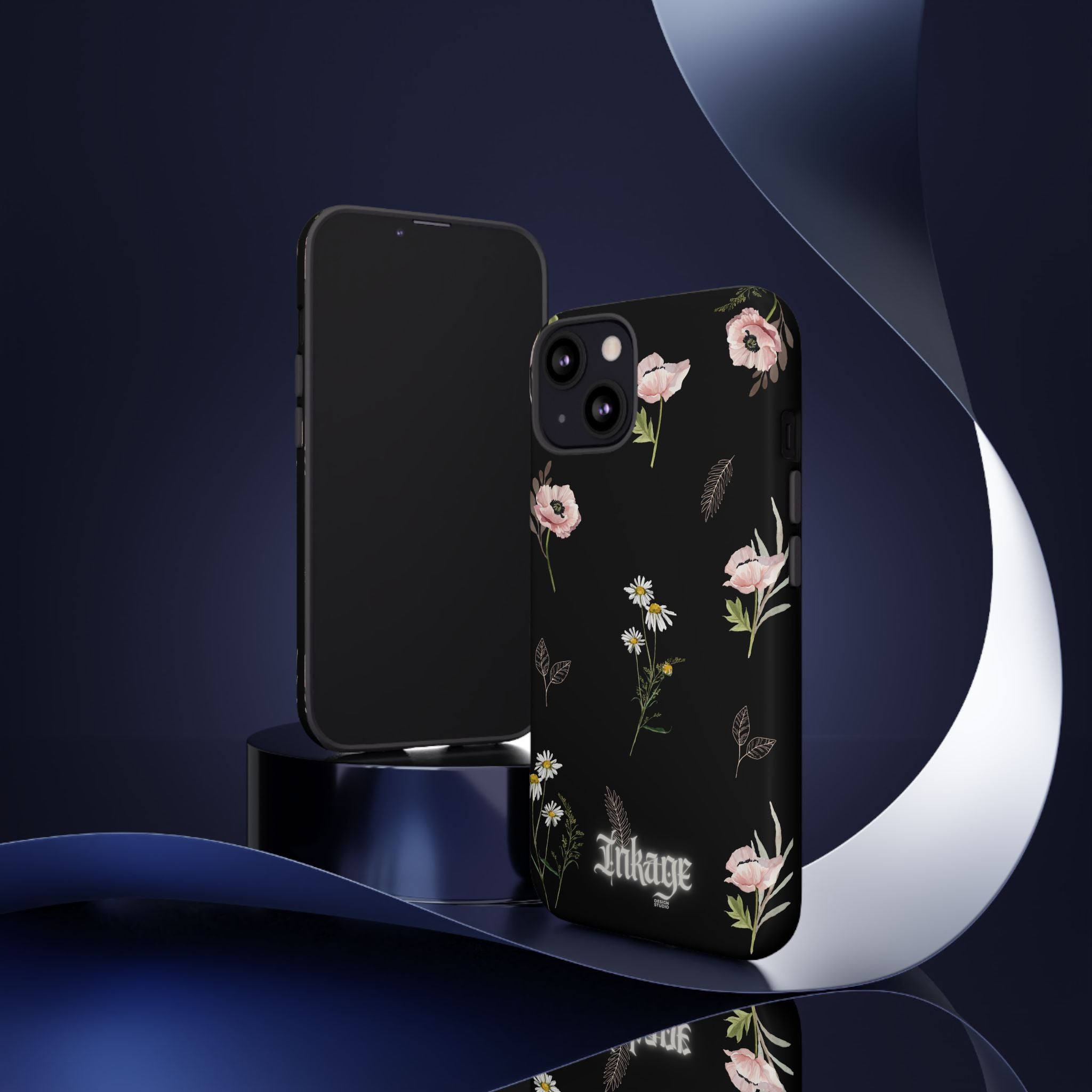 Elegant Black Floral Tough Phone Cases (Minimal)
