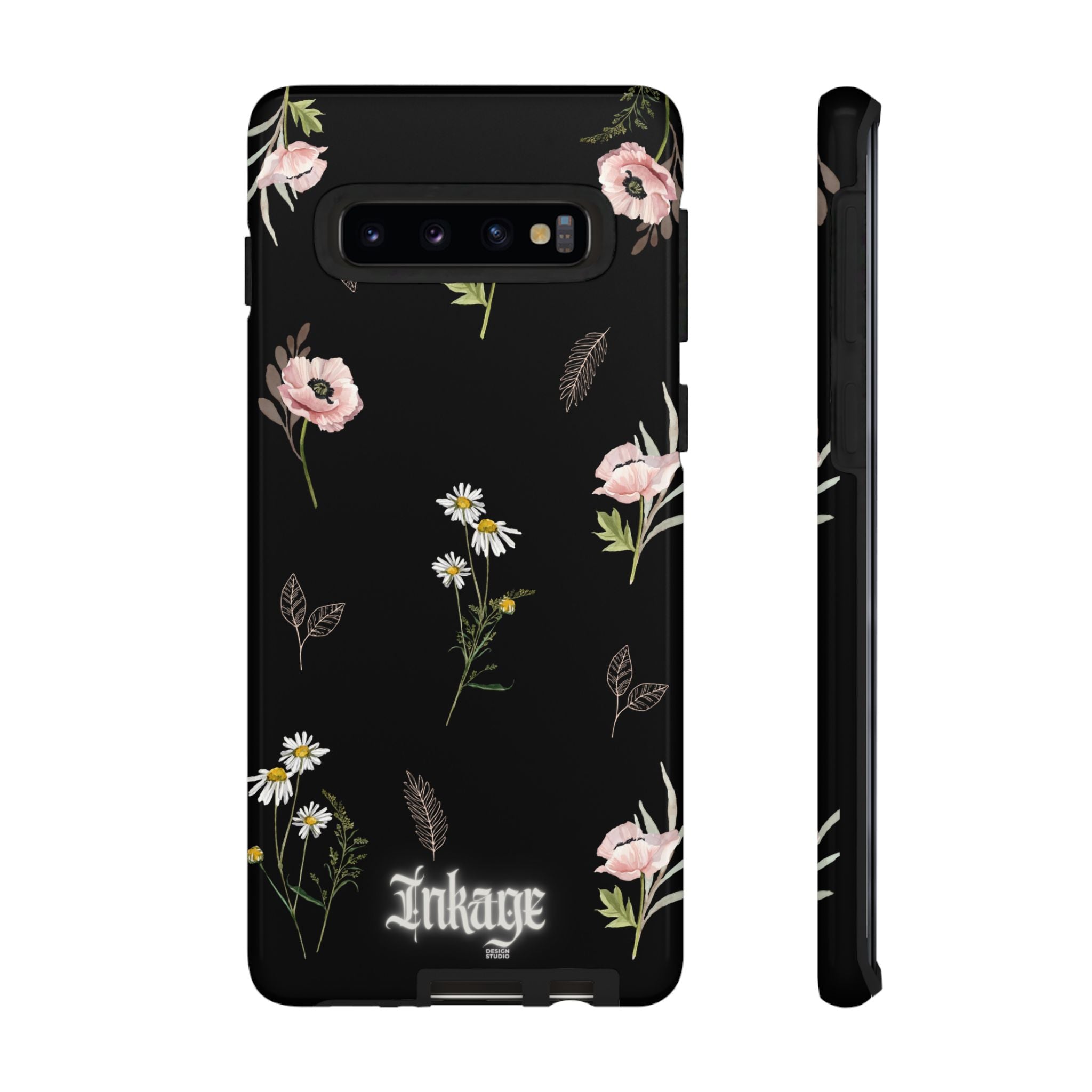 Elegant Black Floral Tough Phone Cases (Minimal)