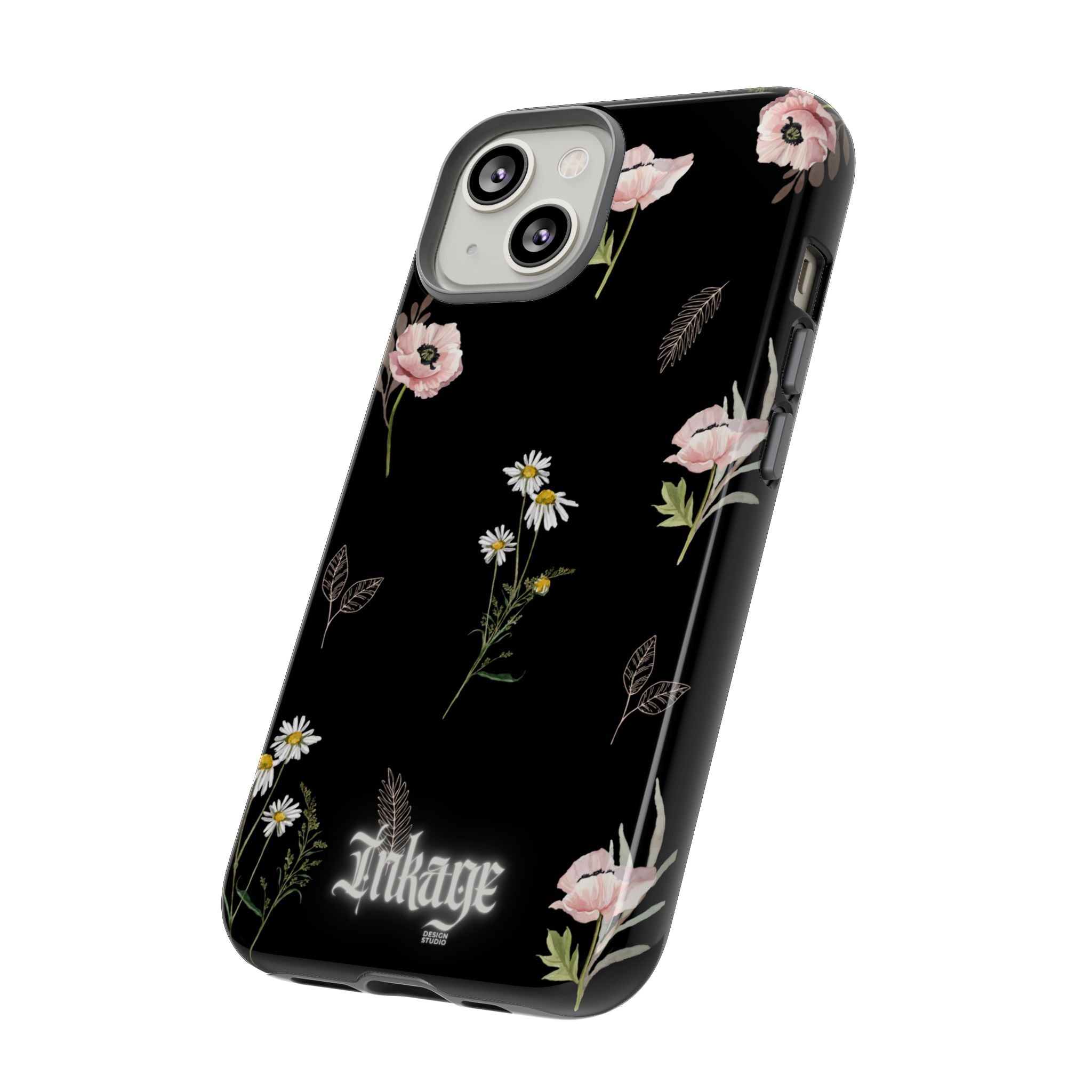 Elegant Black Floral Tough Phone Cases (Minimal)