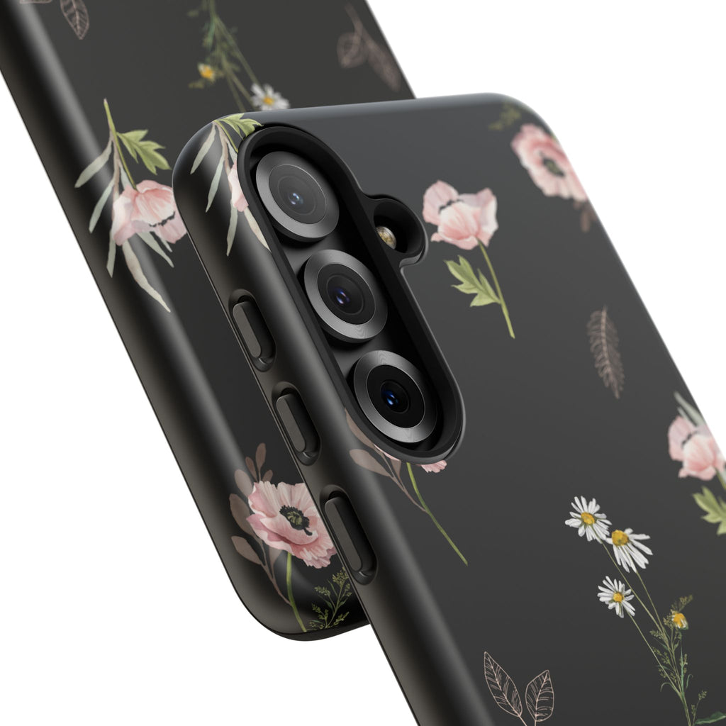 Elegant Black Floral Tough Phone Cases (Minimal)