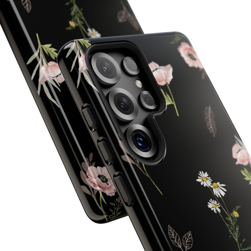 Elegant Black Floral Tough Phone Cases (Minimal)