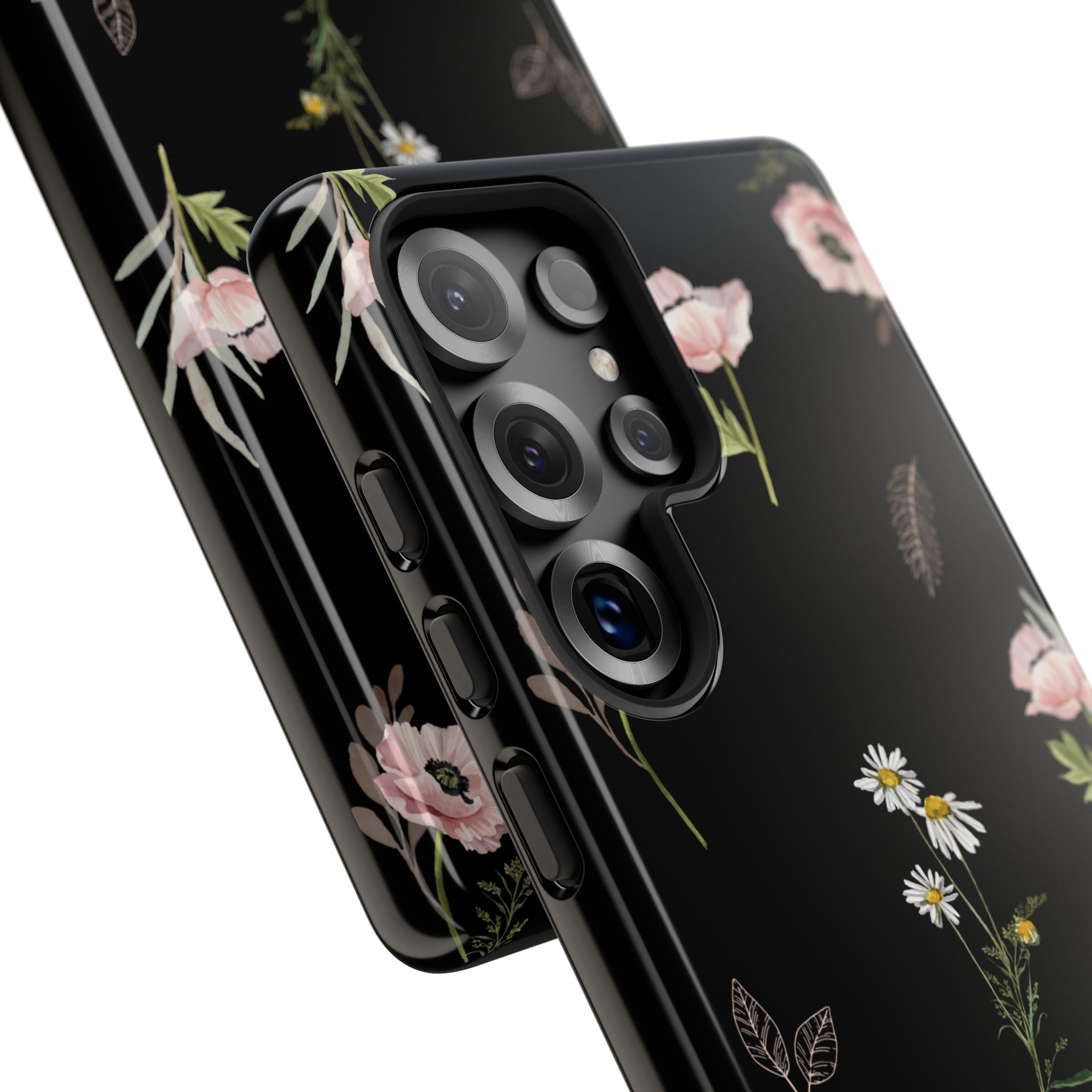 Elegant Black Floral Tough Phone Cases (Minimal)