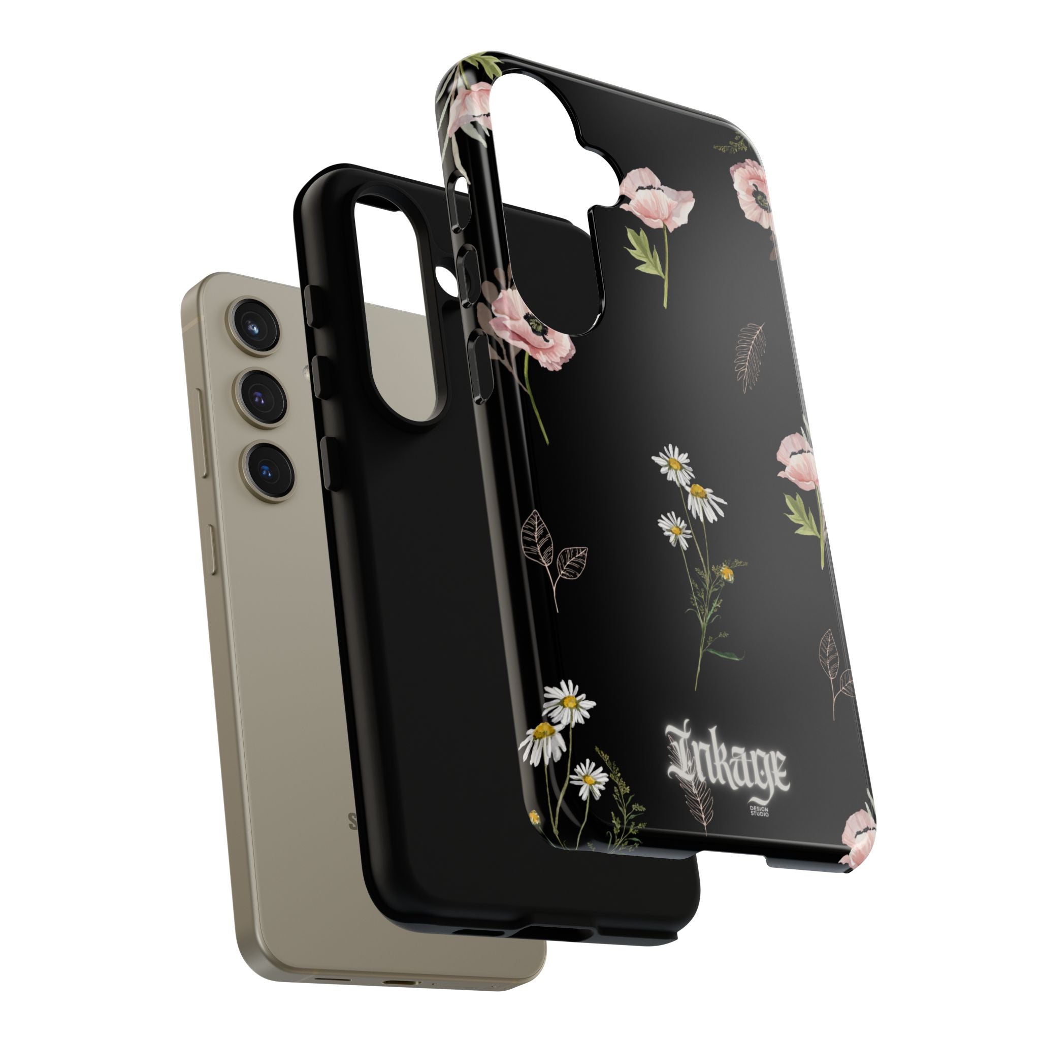 Elegant Black Florals Tough Phone Cases (Minimal)