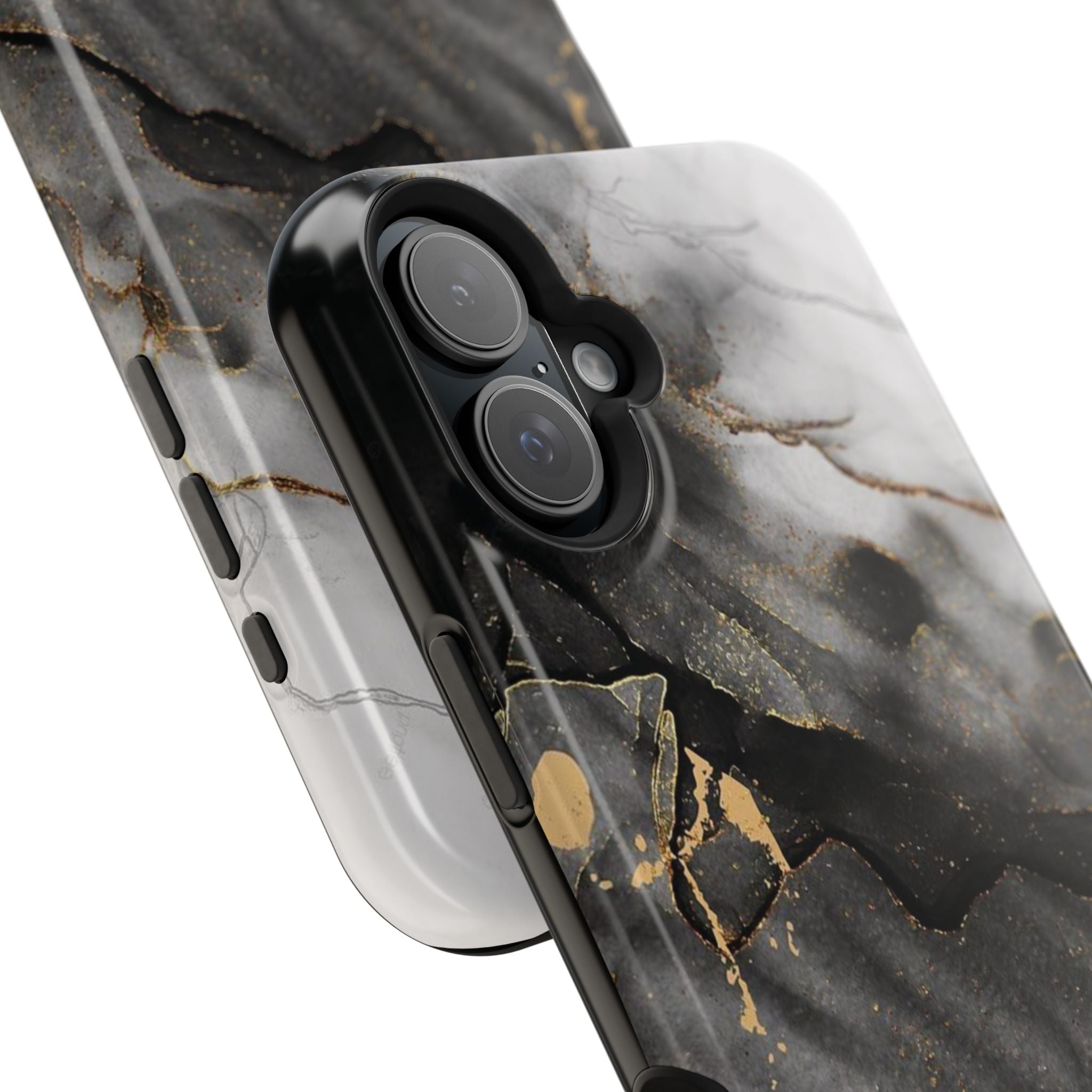 White Noir Marble Gold Foil Magnetic Phone Cases (Minimal)