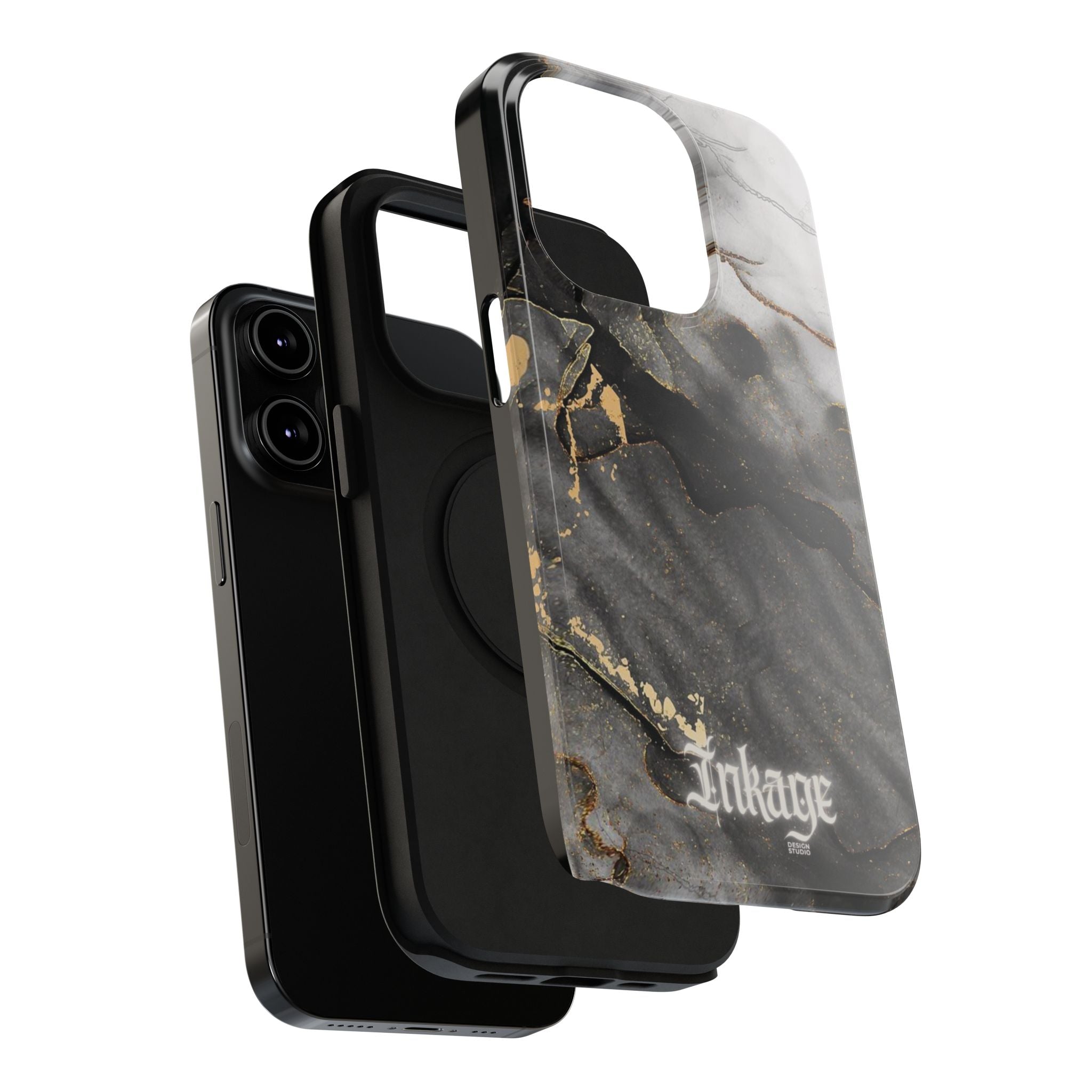 White Noir Marble Gold Foil Magnetic Phone Cases (Minimal)