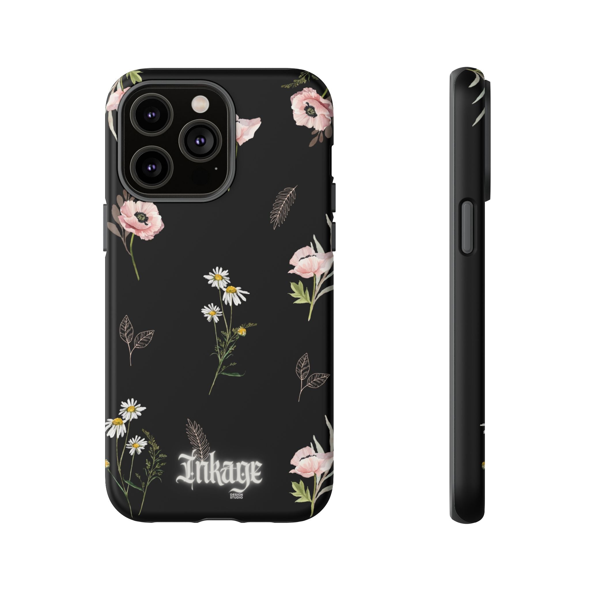Elegant Black Floral Tough Phone Cases (Minimal)