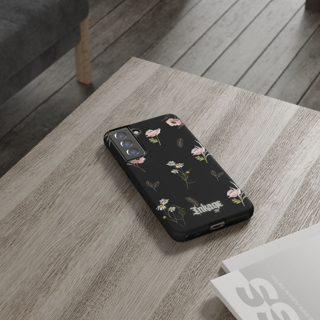 Elegant Black Floral Tough Phone Cases (Minimal)