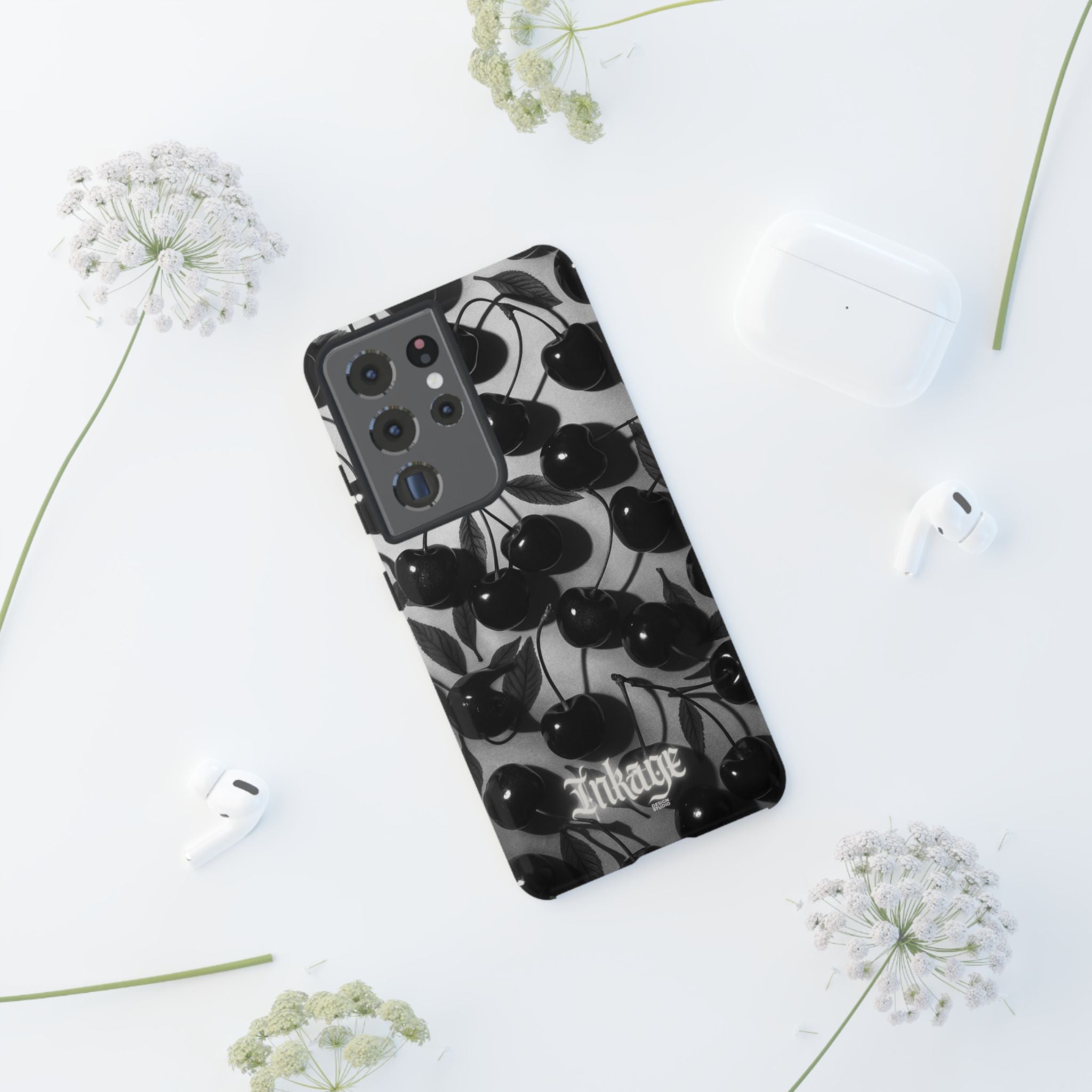Black Cherry Print Tough Phone Cases (Minimal)