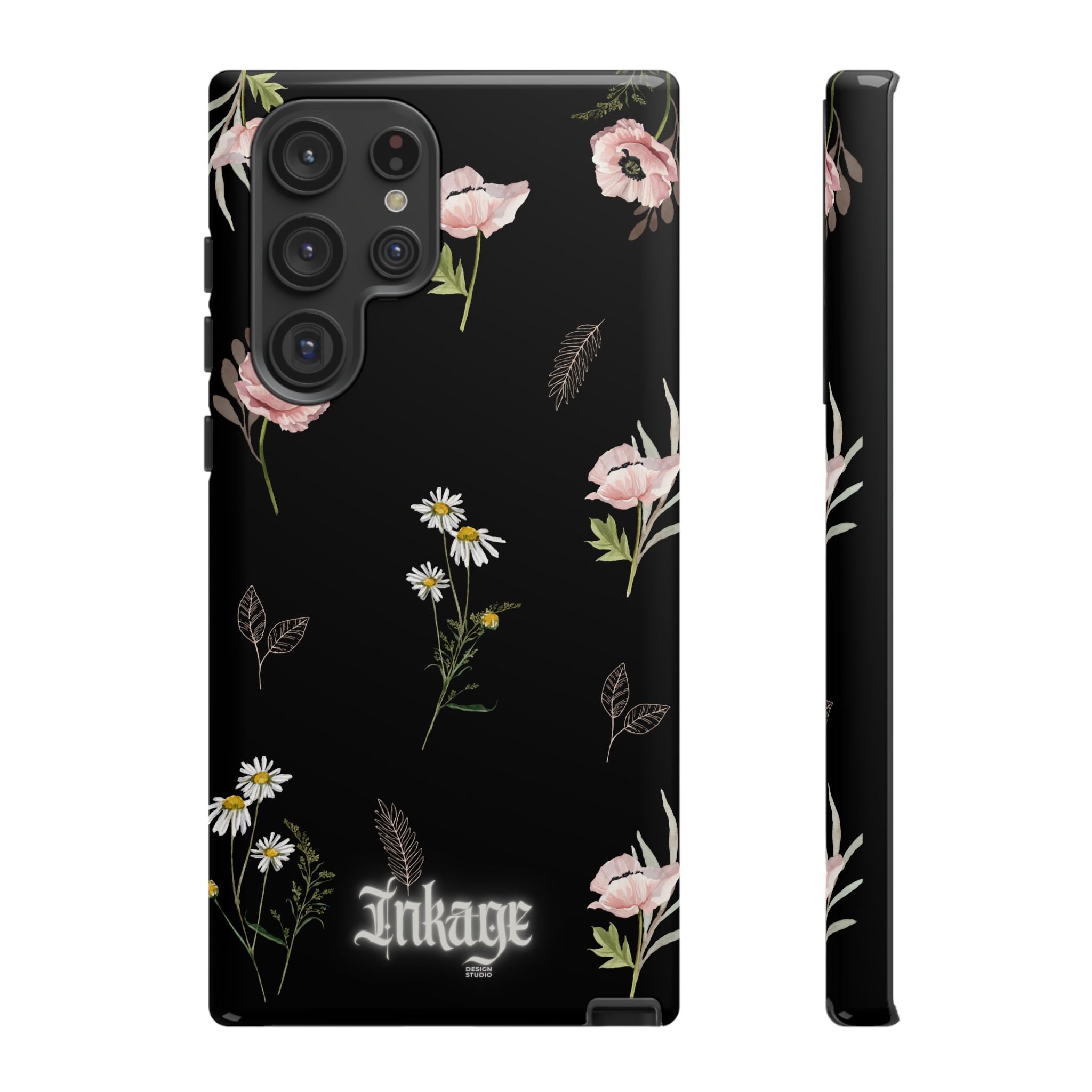 Elegant Black Floral Tough Phone Cases (Minimal)