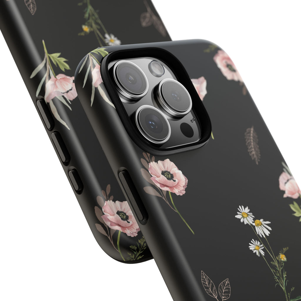 Elegant Black Floral Tough Phone Cases (Minimal)