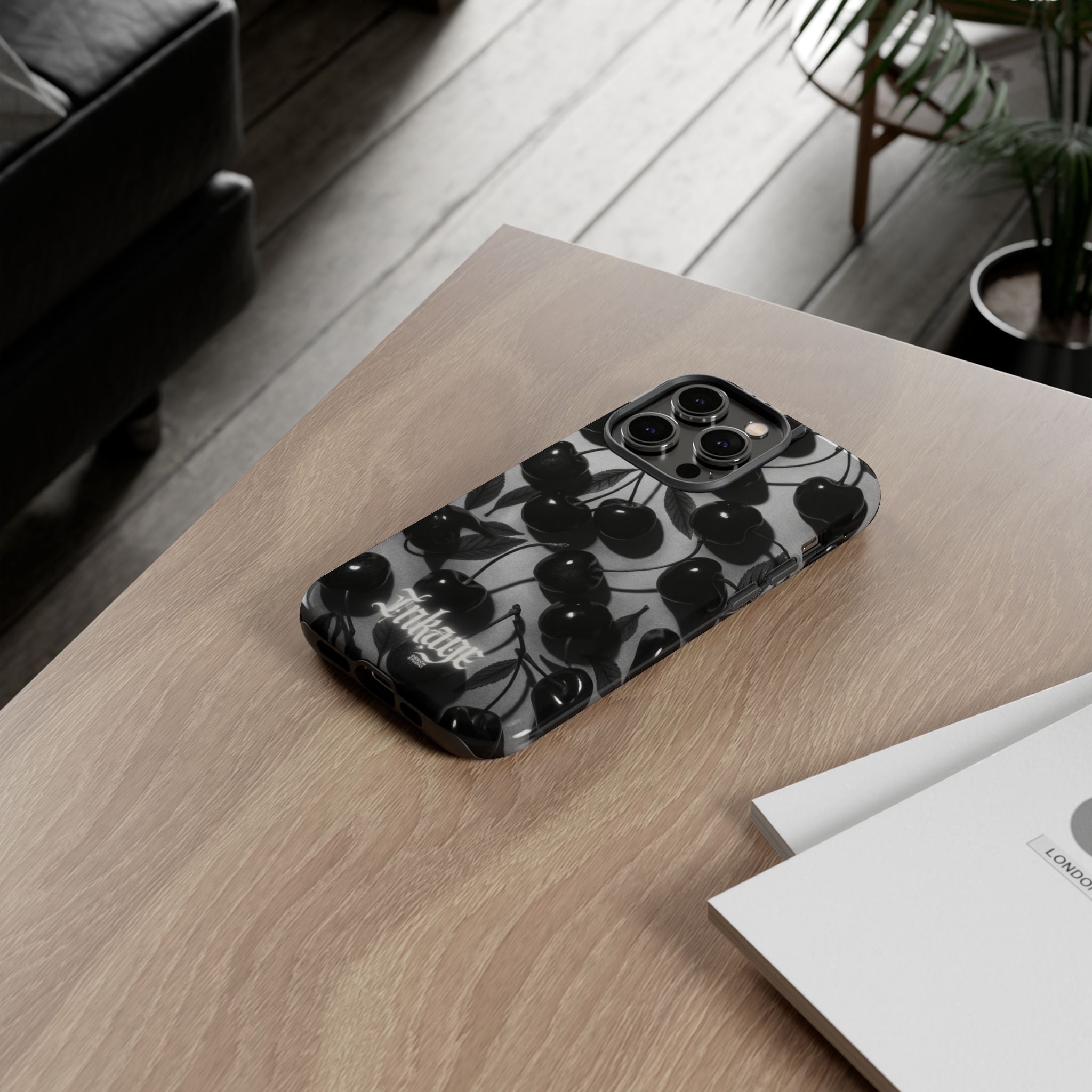 Black Cherry Print Tough Phone Cases (Minimal)