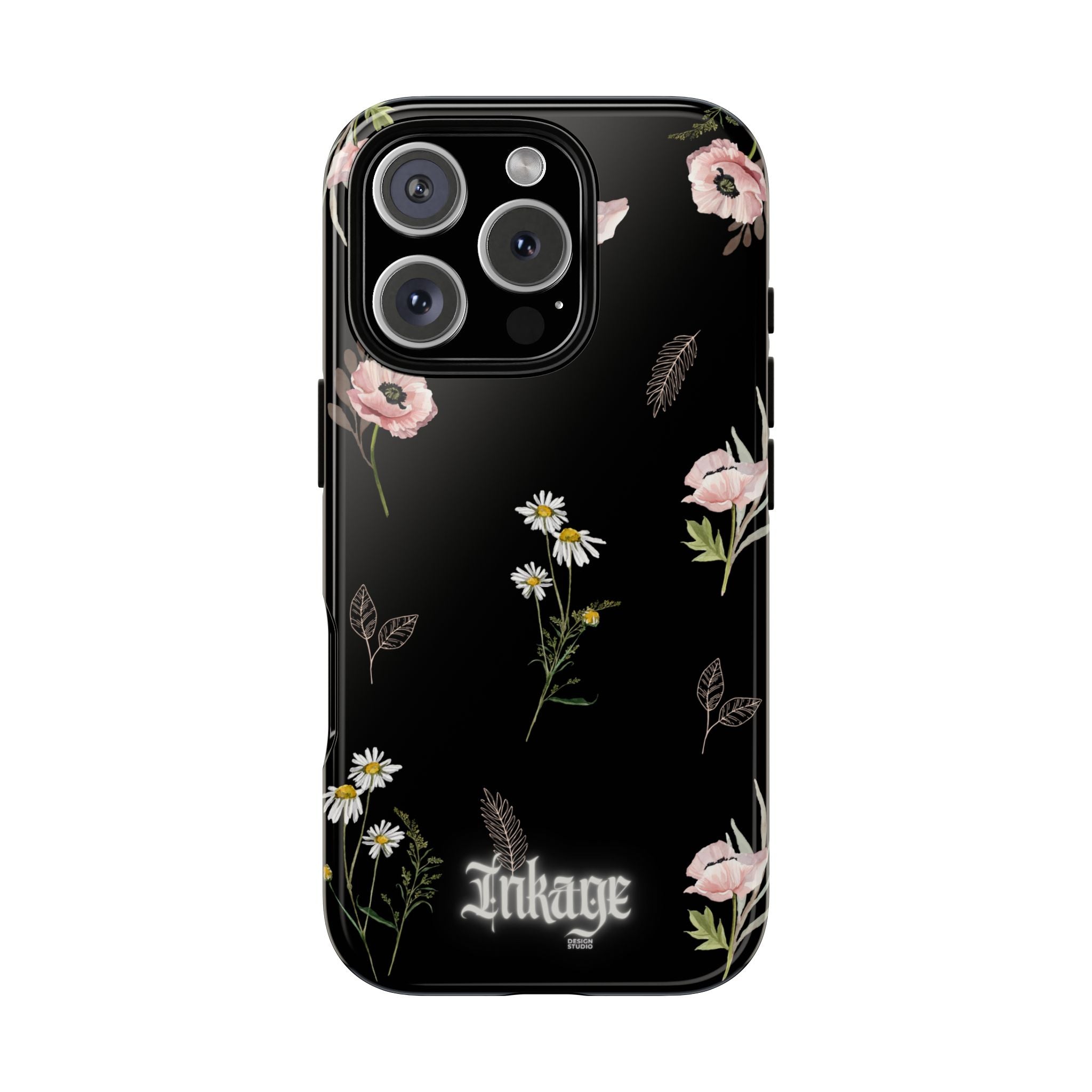 Elegant Black Floral Tough Phone Cases (Minimal)