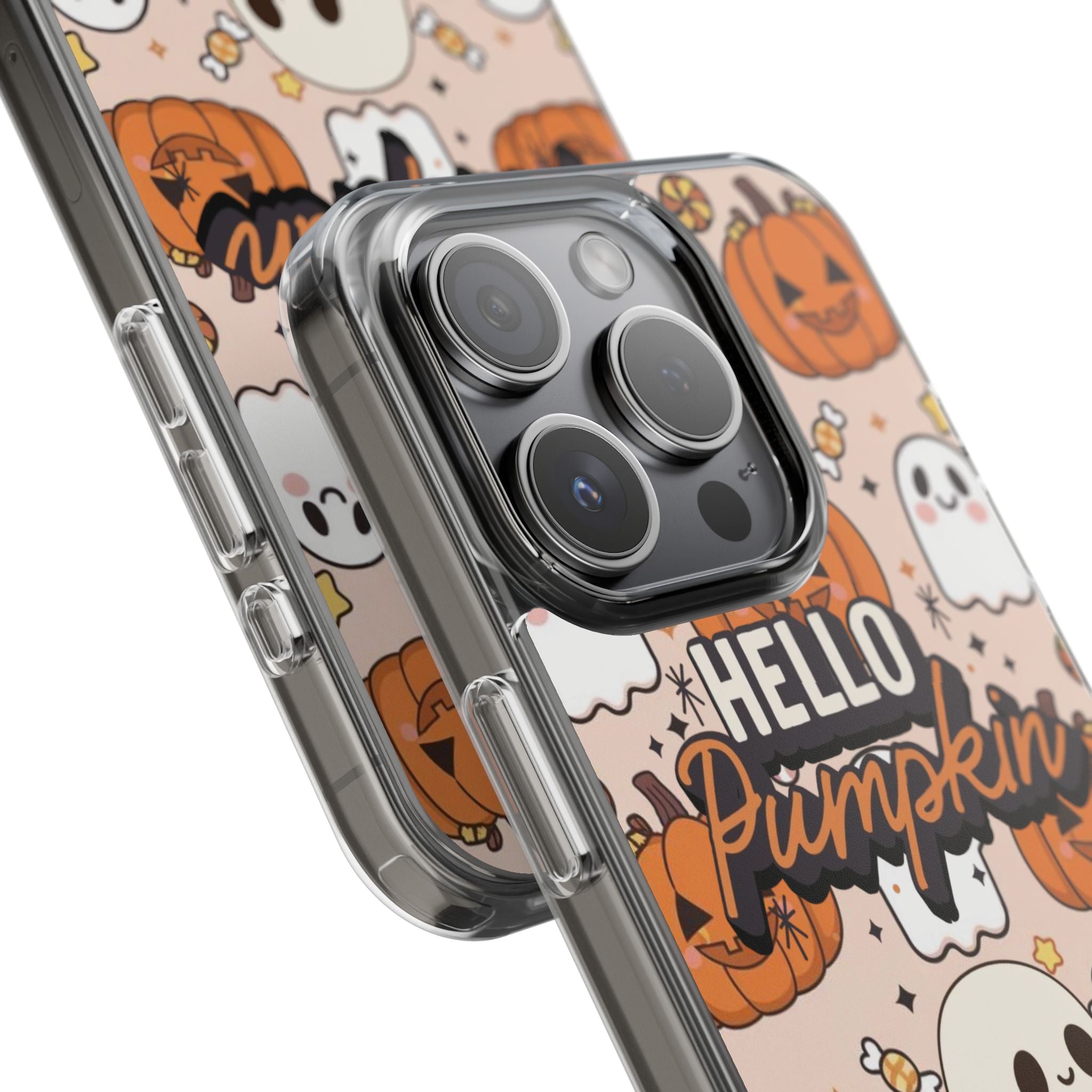 Cute Pumpkin Ghost Clear Impact Phone Case (Season)