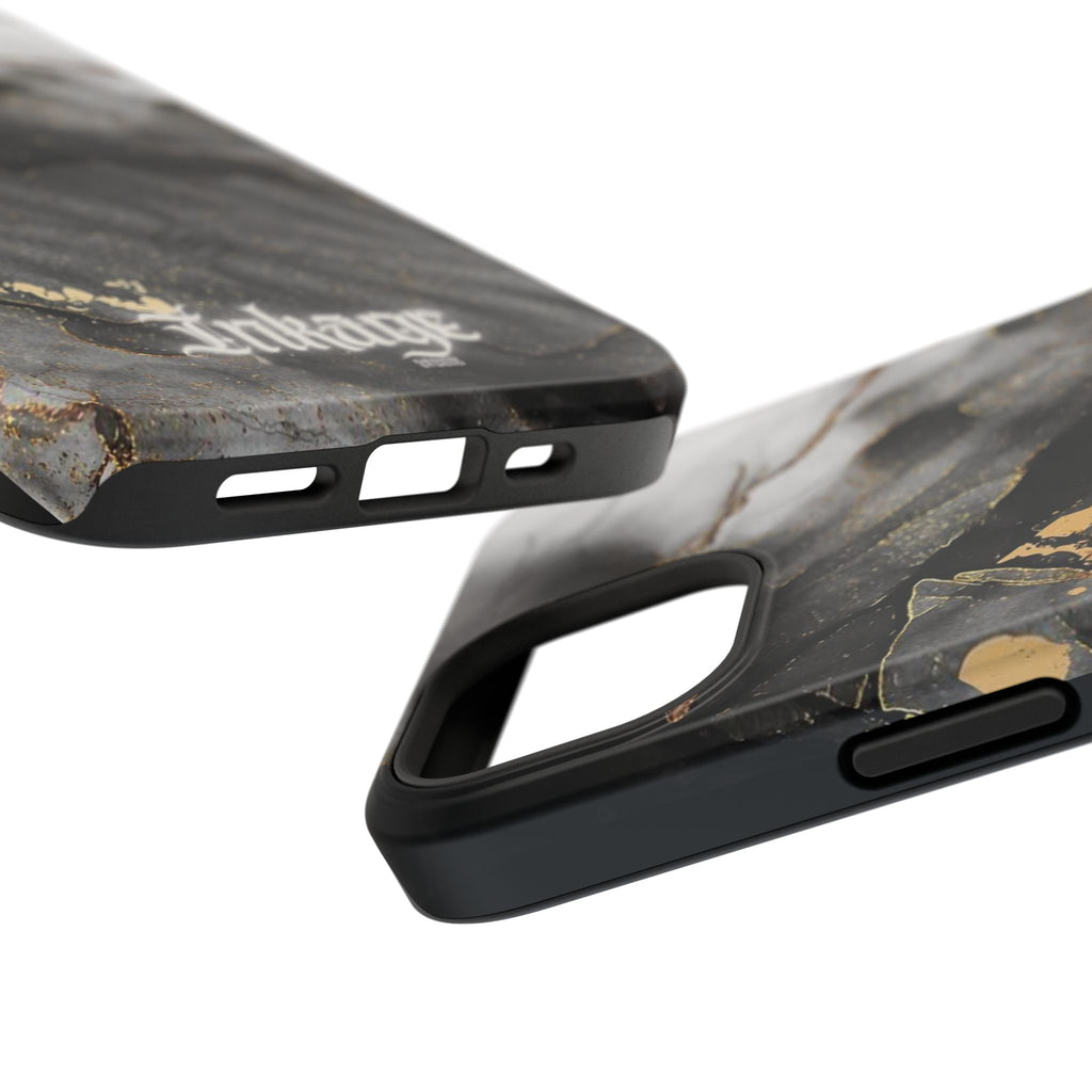 White Noir Marble Gold Foil Magnetic Phone Cases (Minimal)