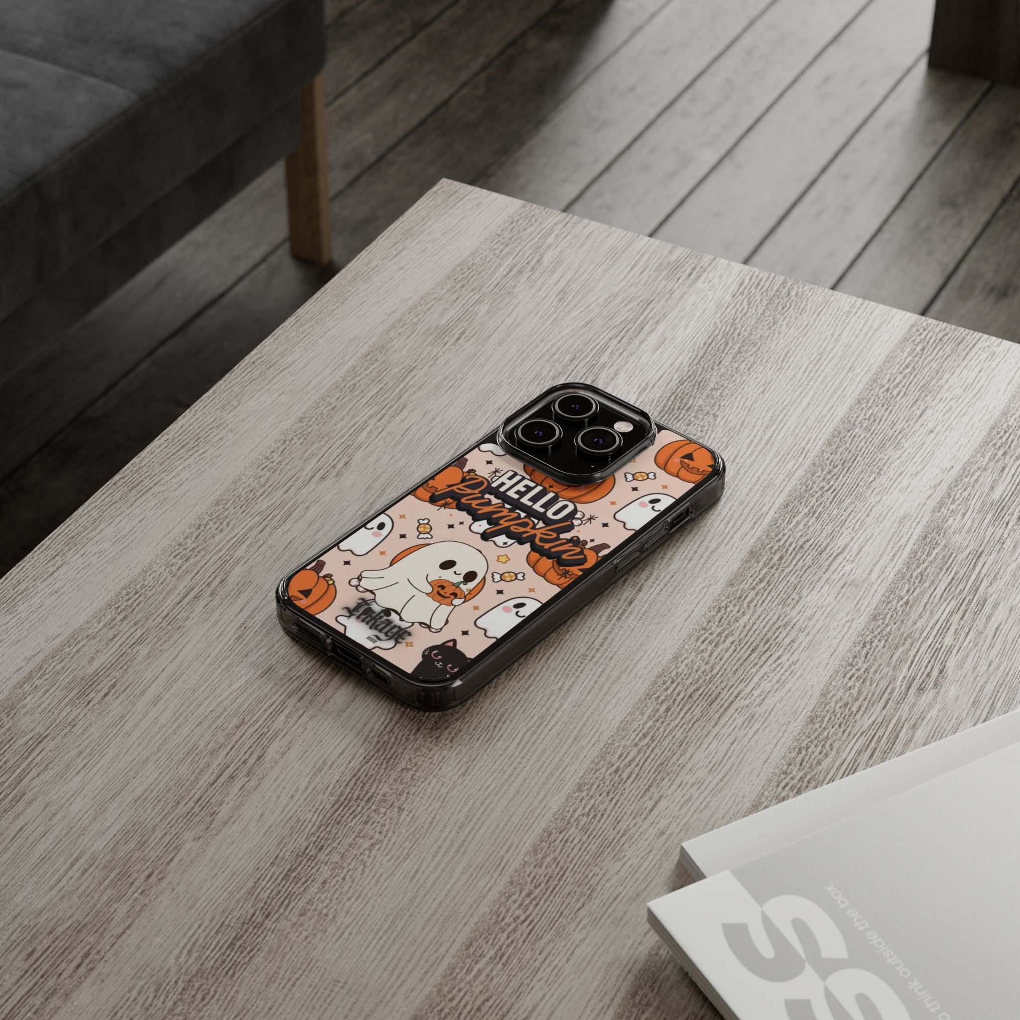 Cute Pumpkin Ghost Clear Impact Phone Case (Season)