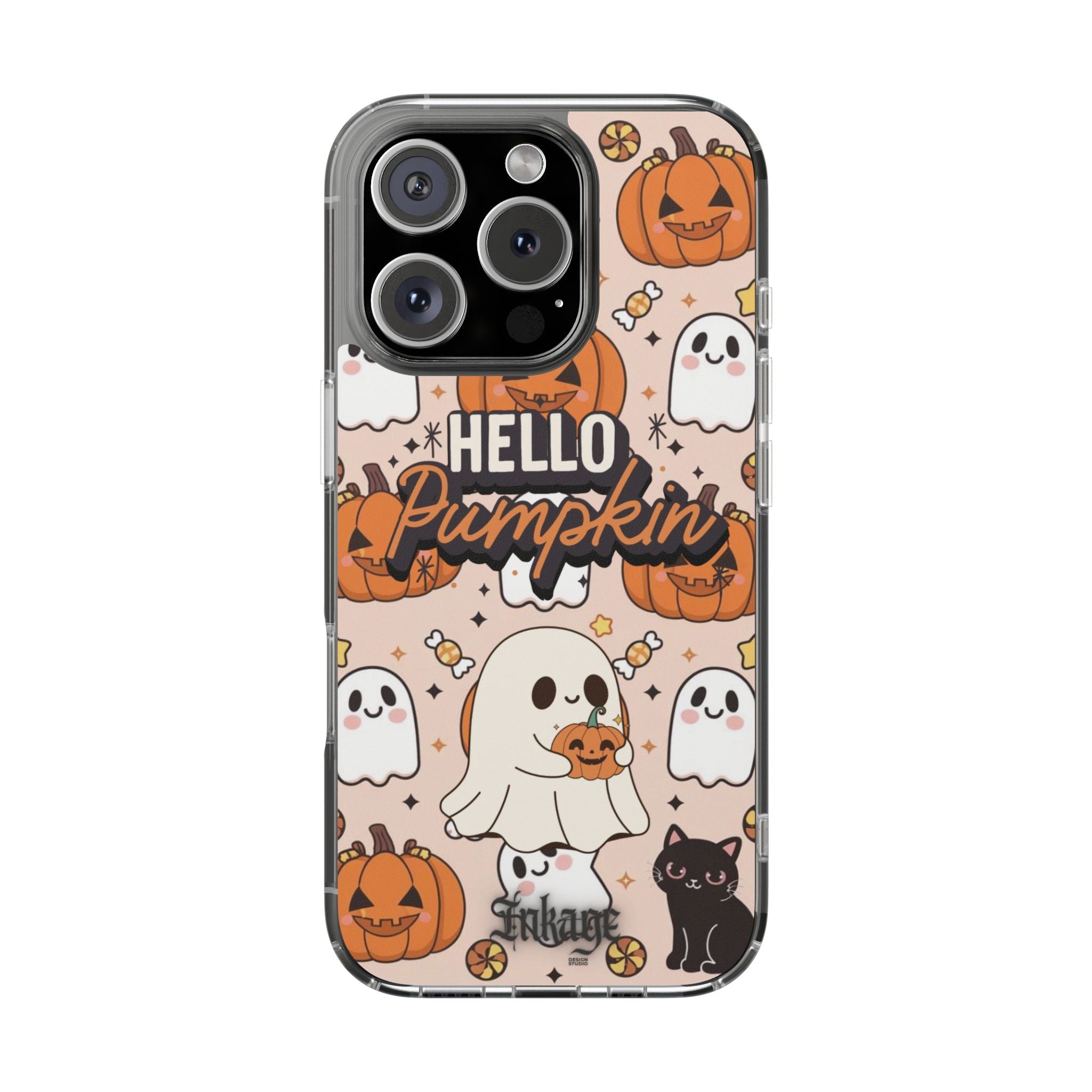 Cute Pumpkin Ghost Clear Impact Phone Case (Season)