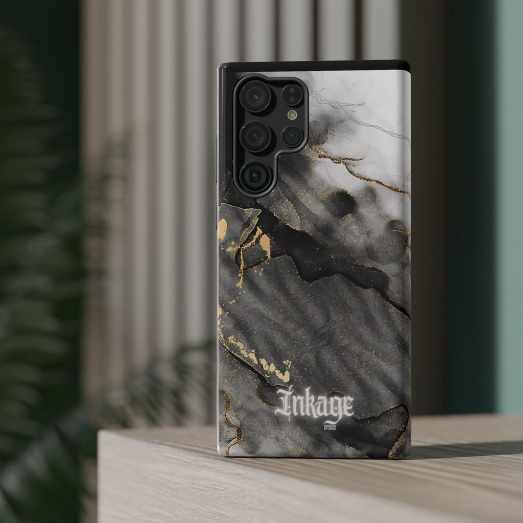 White Noir Marble Gold Foil Magnetic Phone Cases (Minimal)