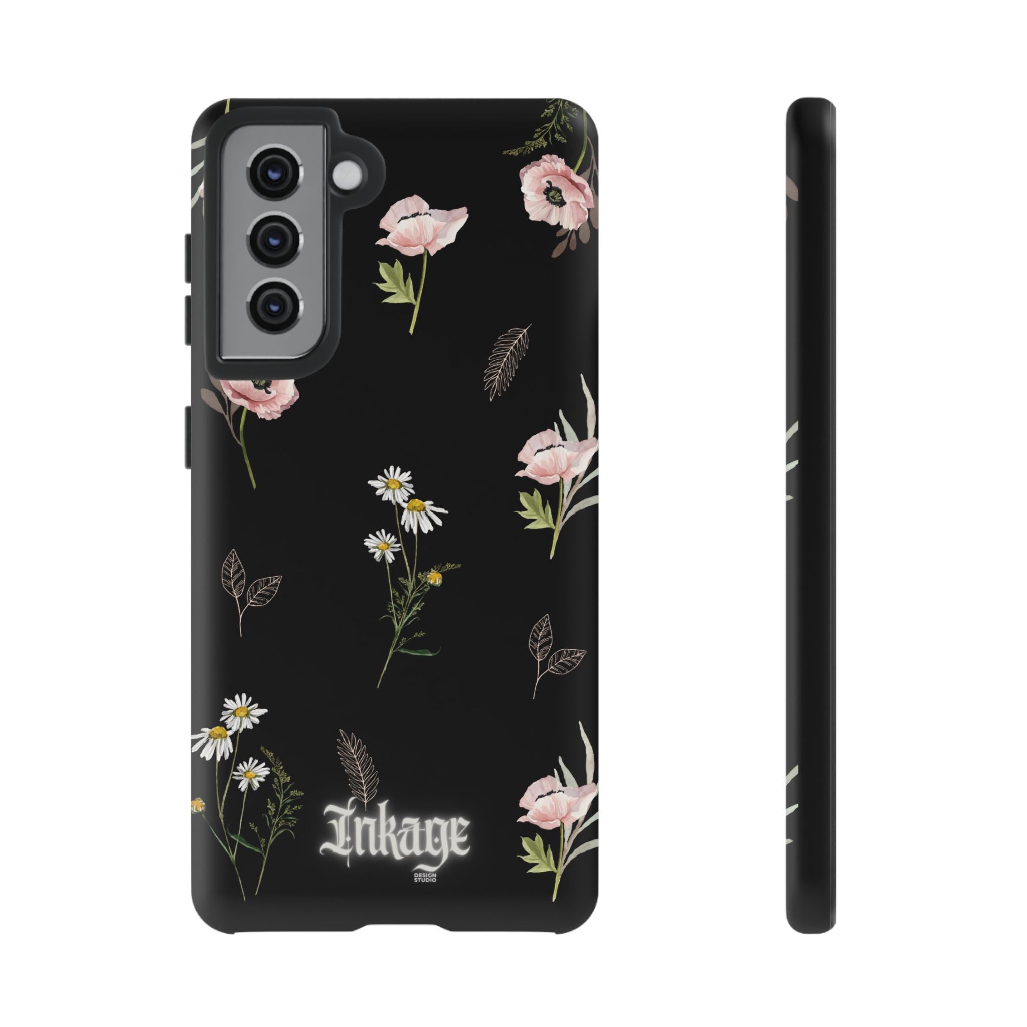Elegant Black Floral Tough Phone Cases (Minimal)