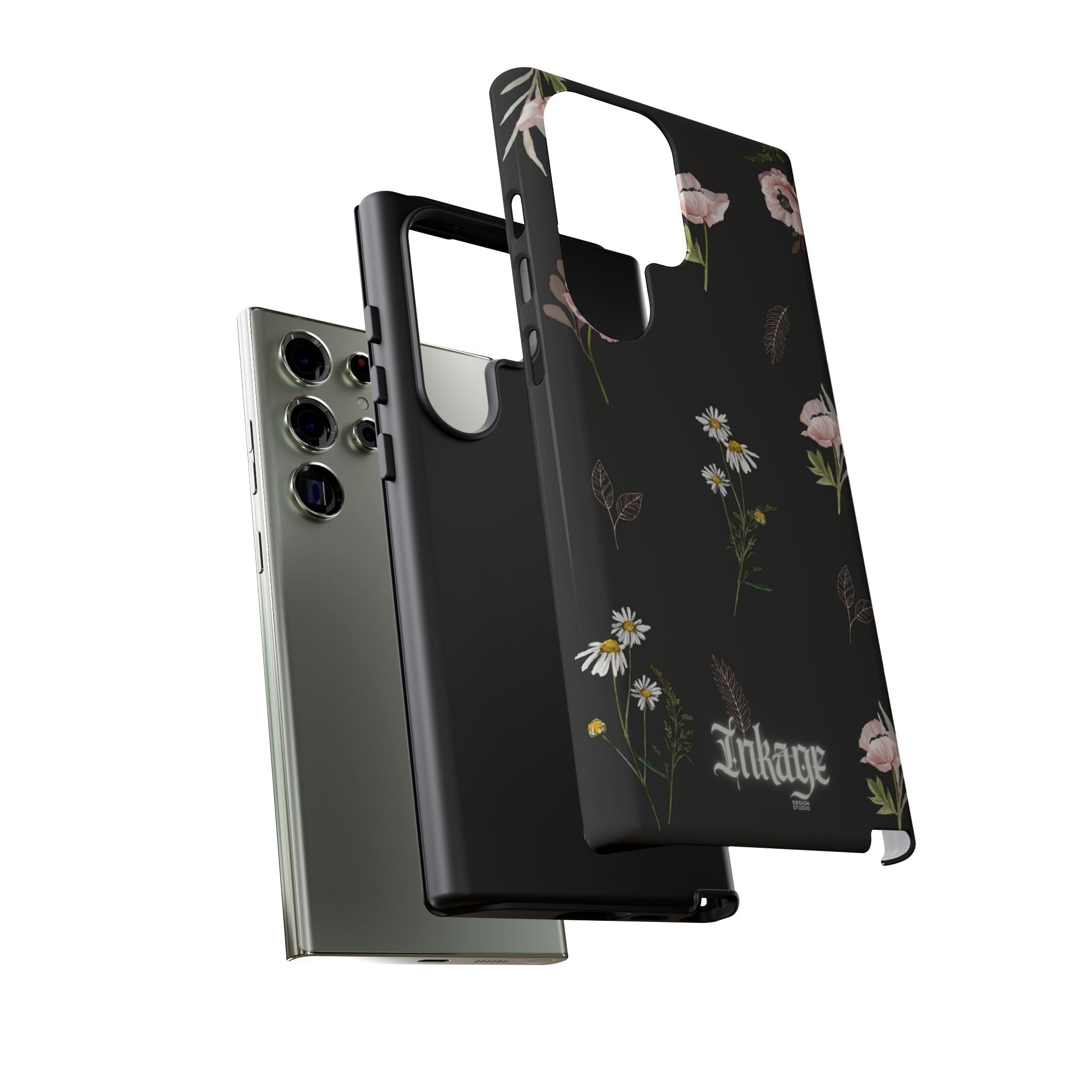 Elegant Black Floral Tough Phone Cases (Minimal)