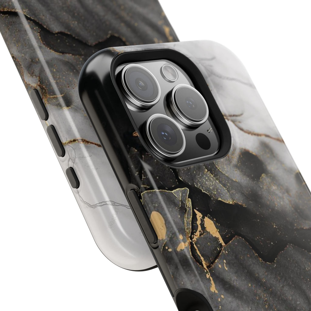 White Noir Marble Gold Foil Magnetic Phone Cases (Minimal)