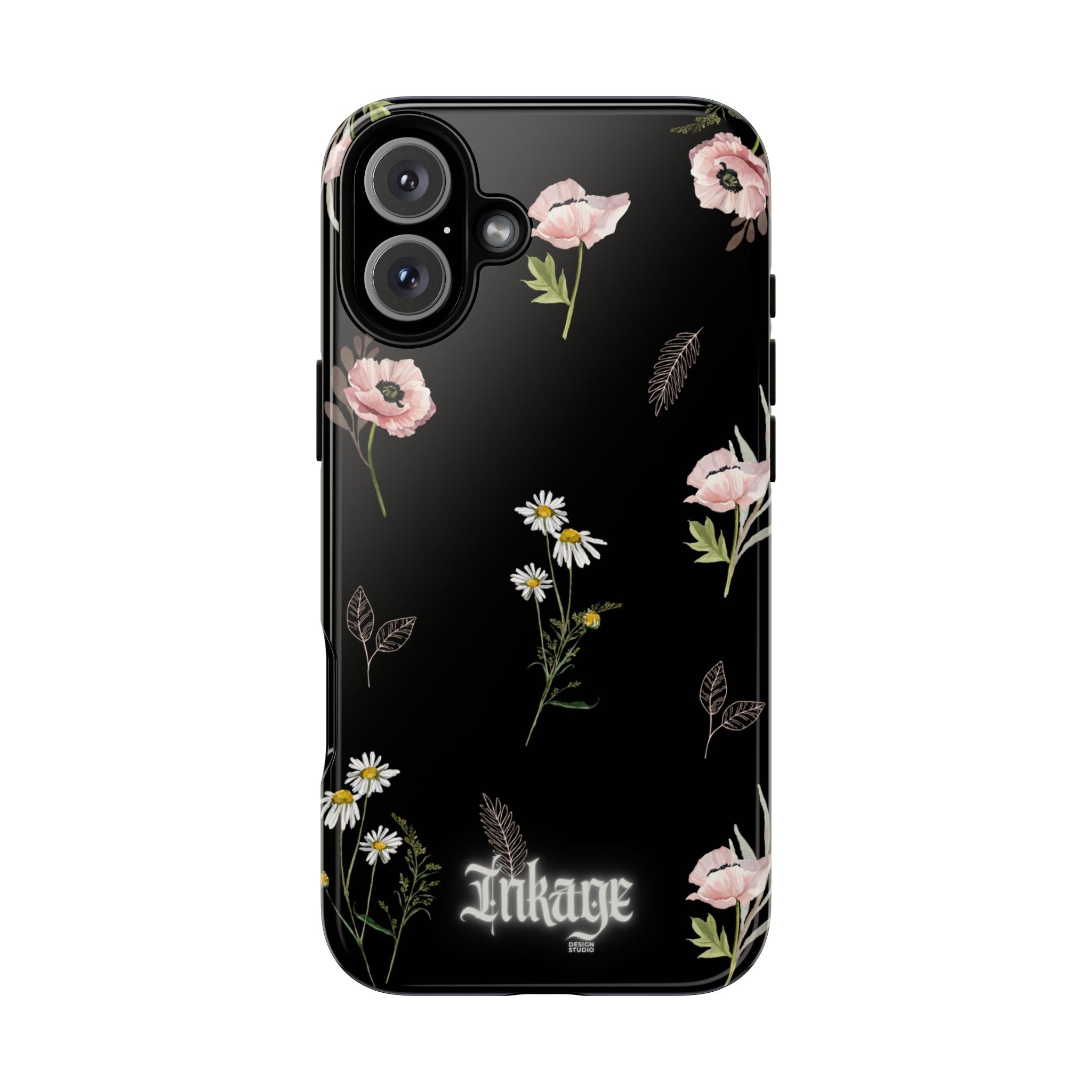 Elegant Black Floral Tough Phone Cases (Minimal)
