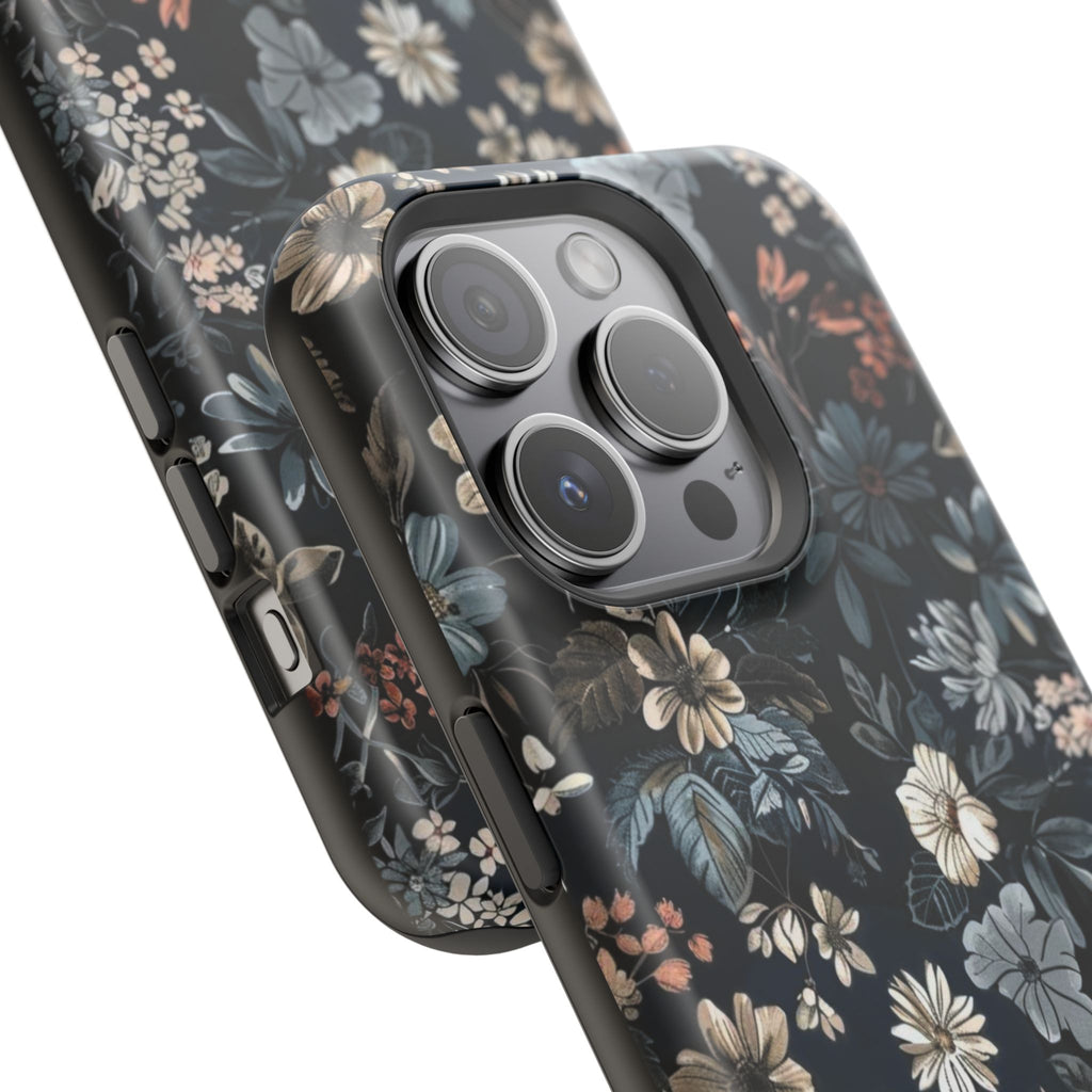 Black Florals Magnetic Phone Cases (Minimal)