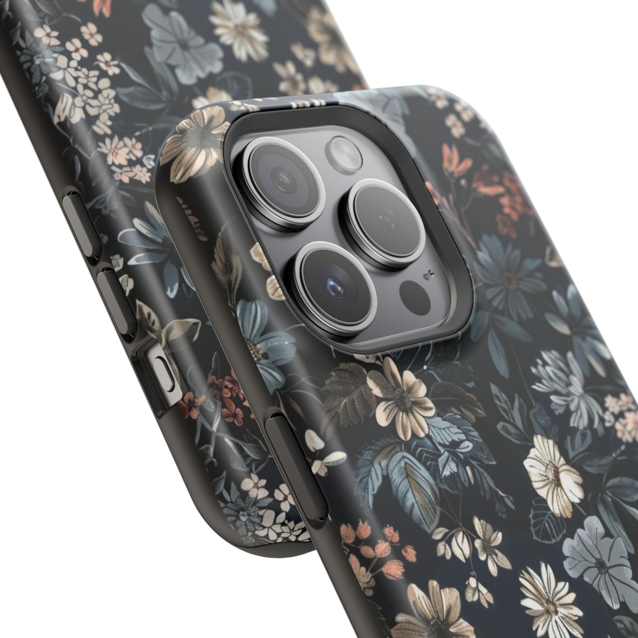 Black Florals Magnetic Phone Cases (Minimal)