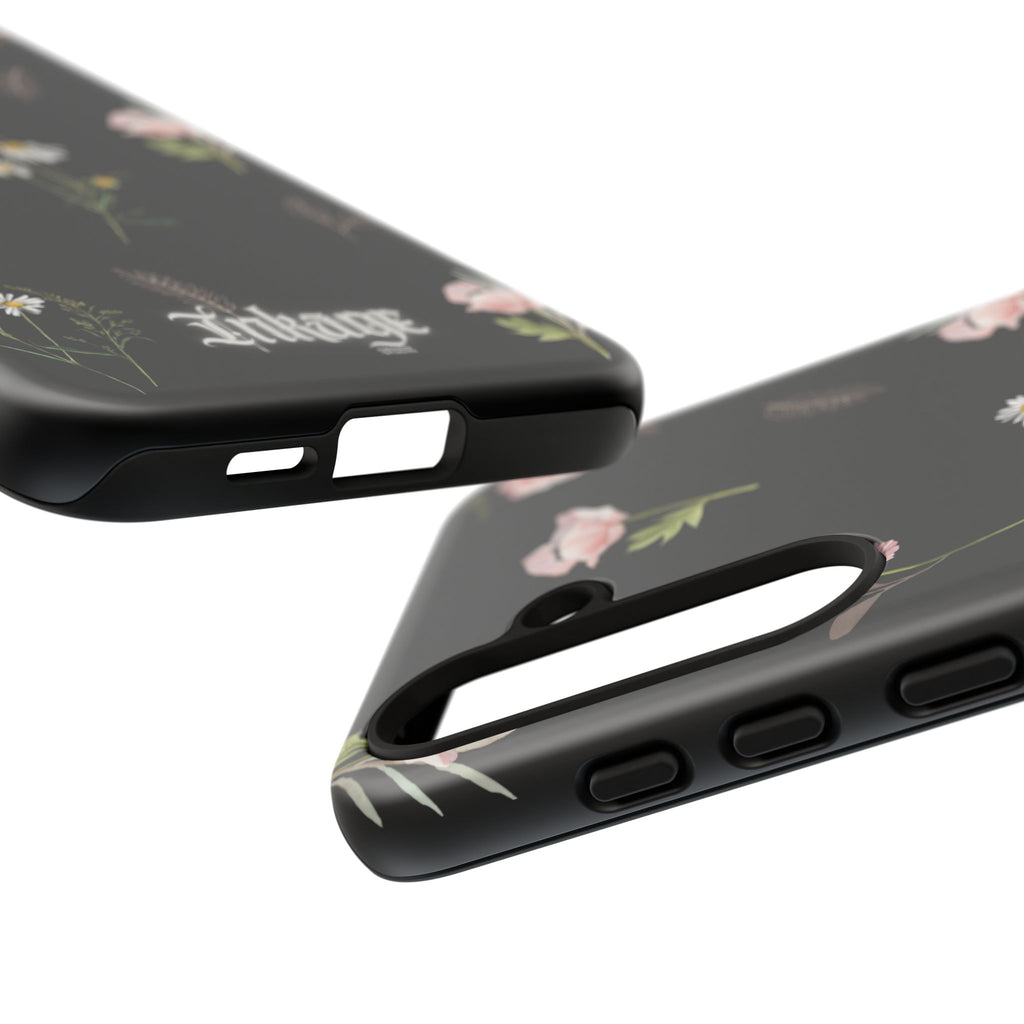 Elegant Black Floral Tough Phone Cases (Minimal)