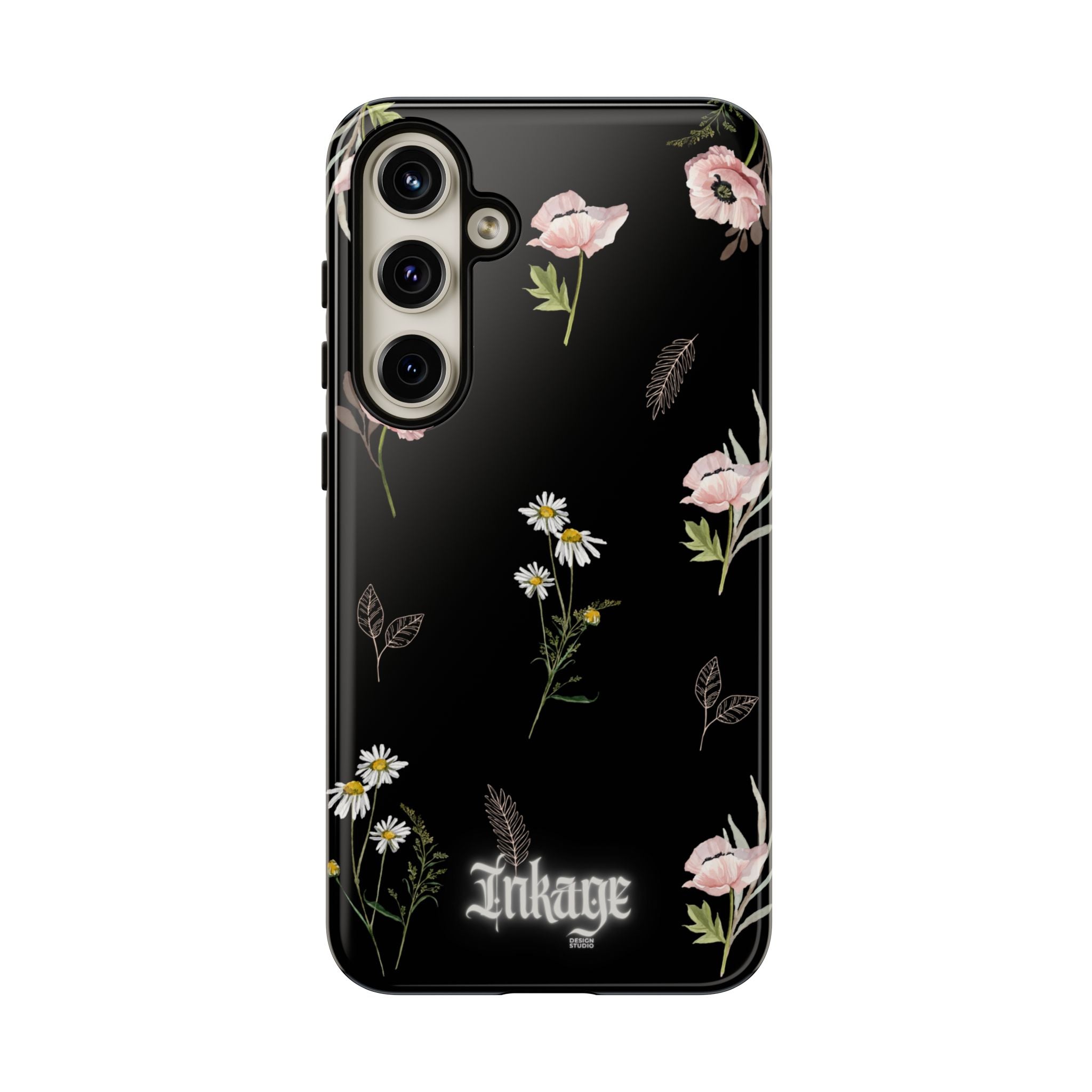 Elegant Black Floral Tough Phone Cases (Minimal)