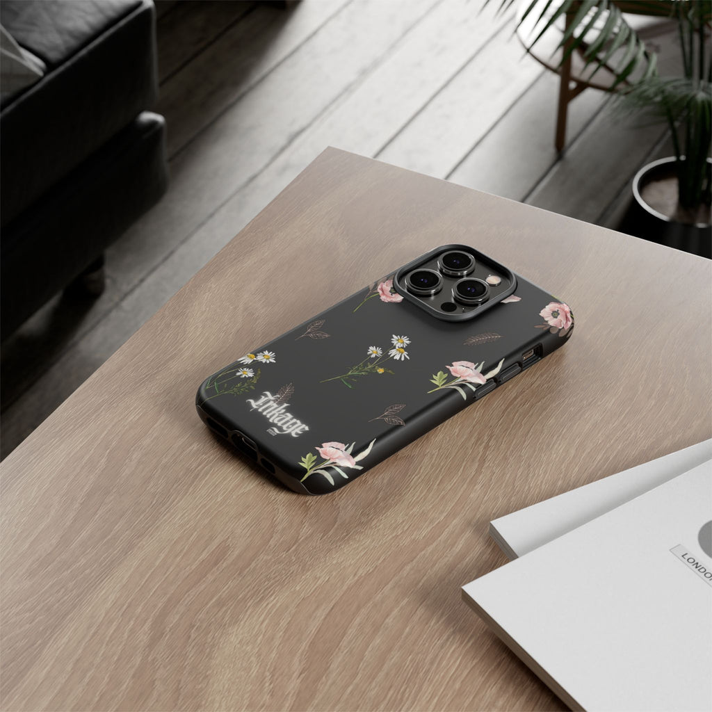 Elegant Black Floral Tough Phone Cases (Minimal)