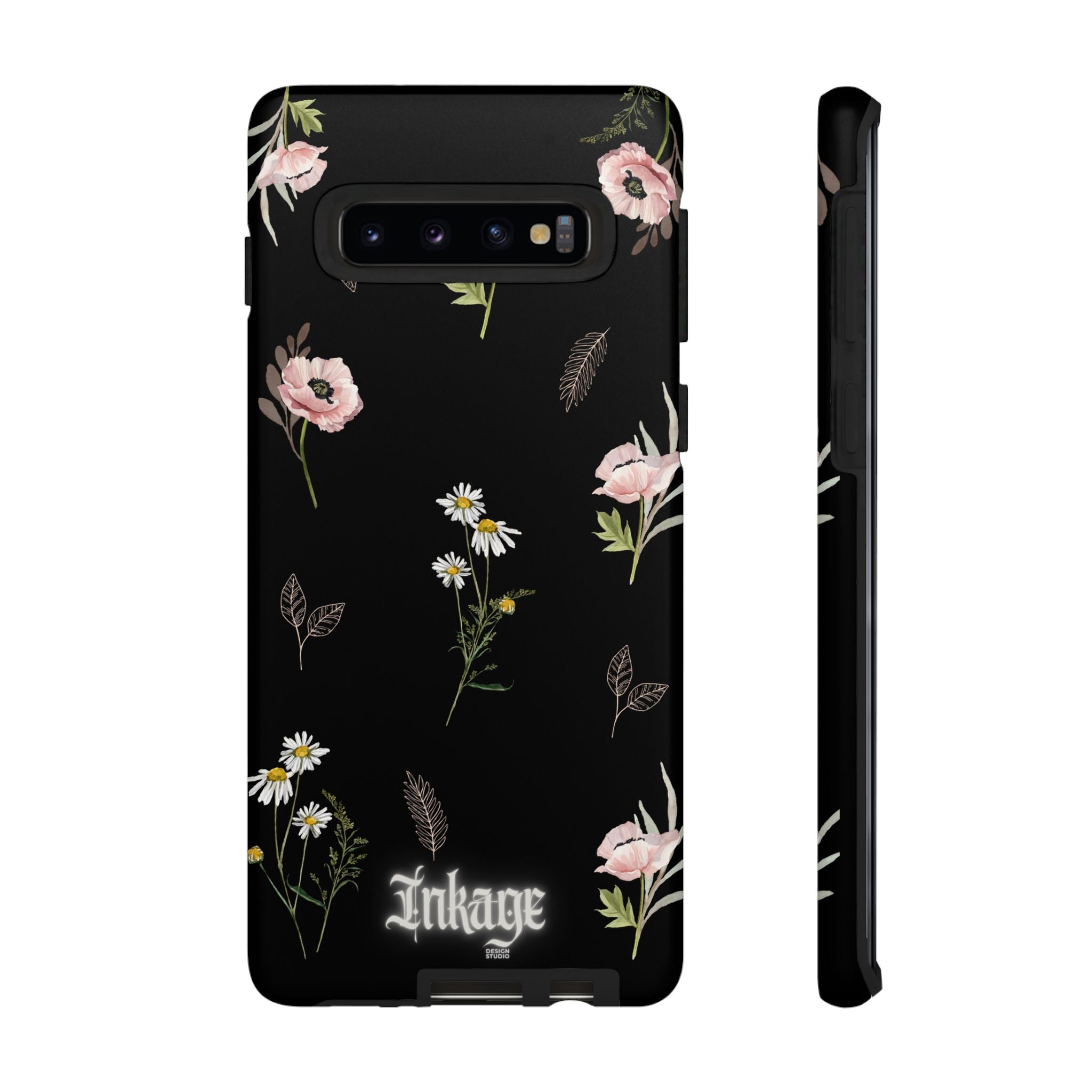 Elegant Black Floral Tough Phone Cases (Minimal)