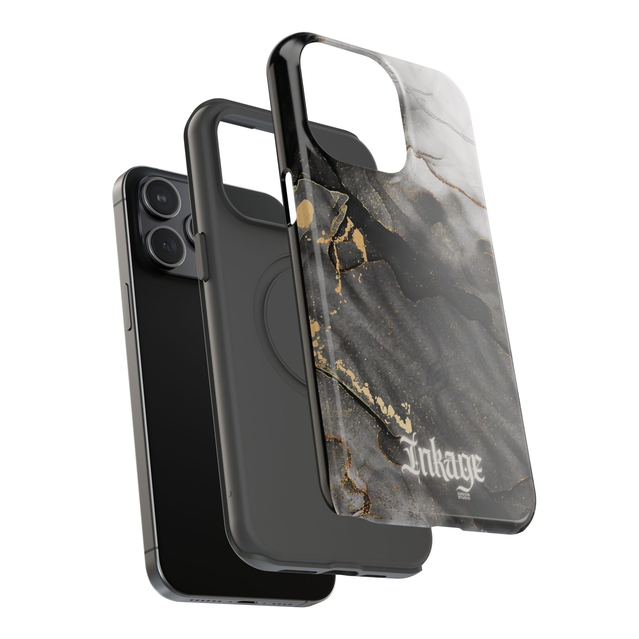White Noir Marble Gold Foil Magnetic Phone Cases (Minimal)