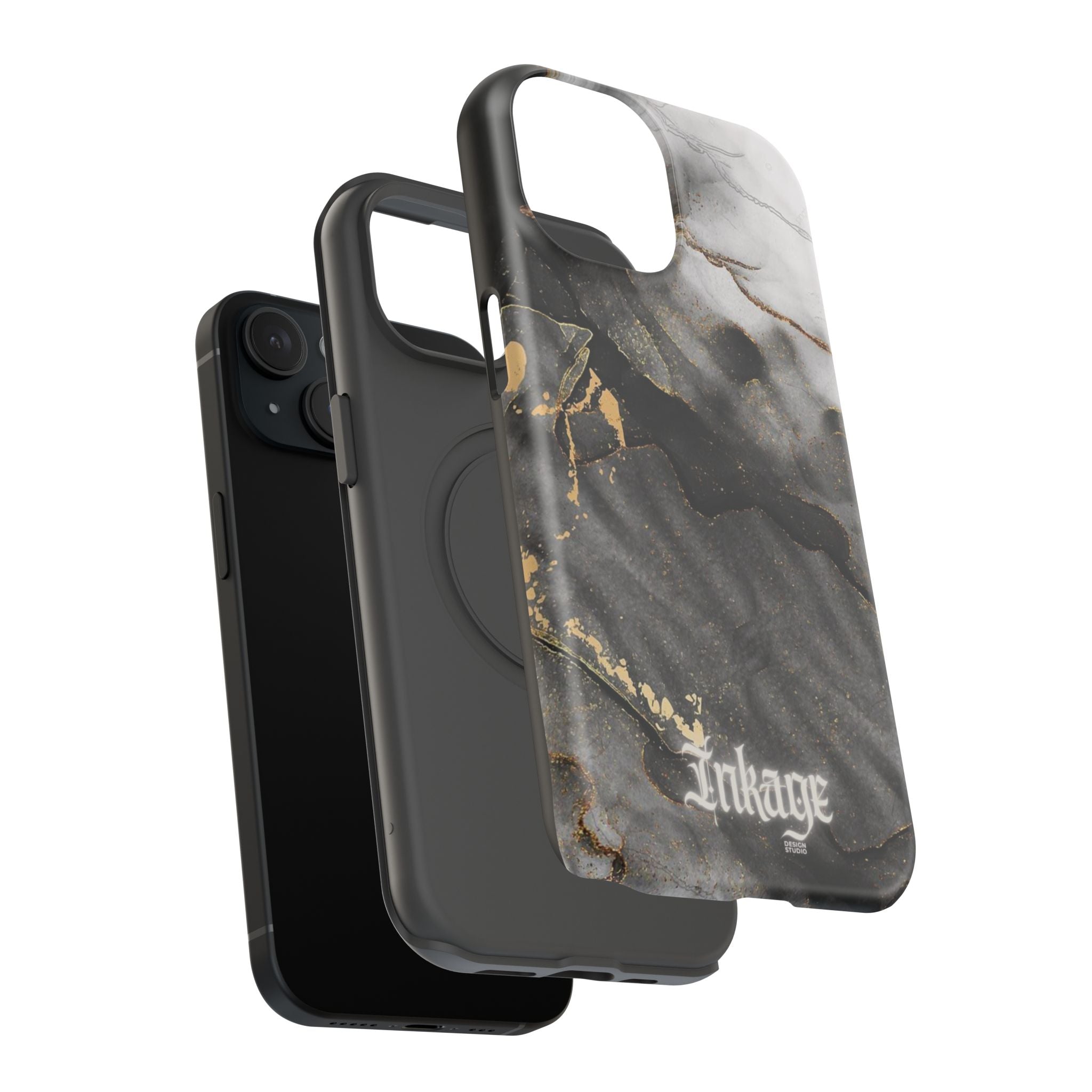 White Noir Marble Gold Foil Magnetic Phone Cases (Minimal)
