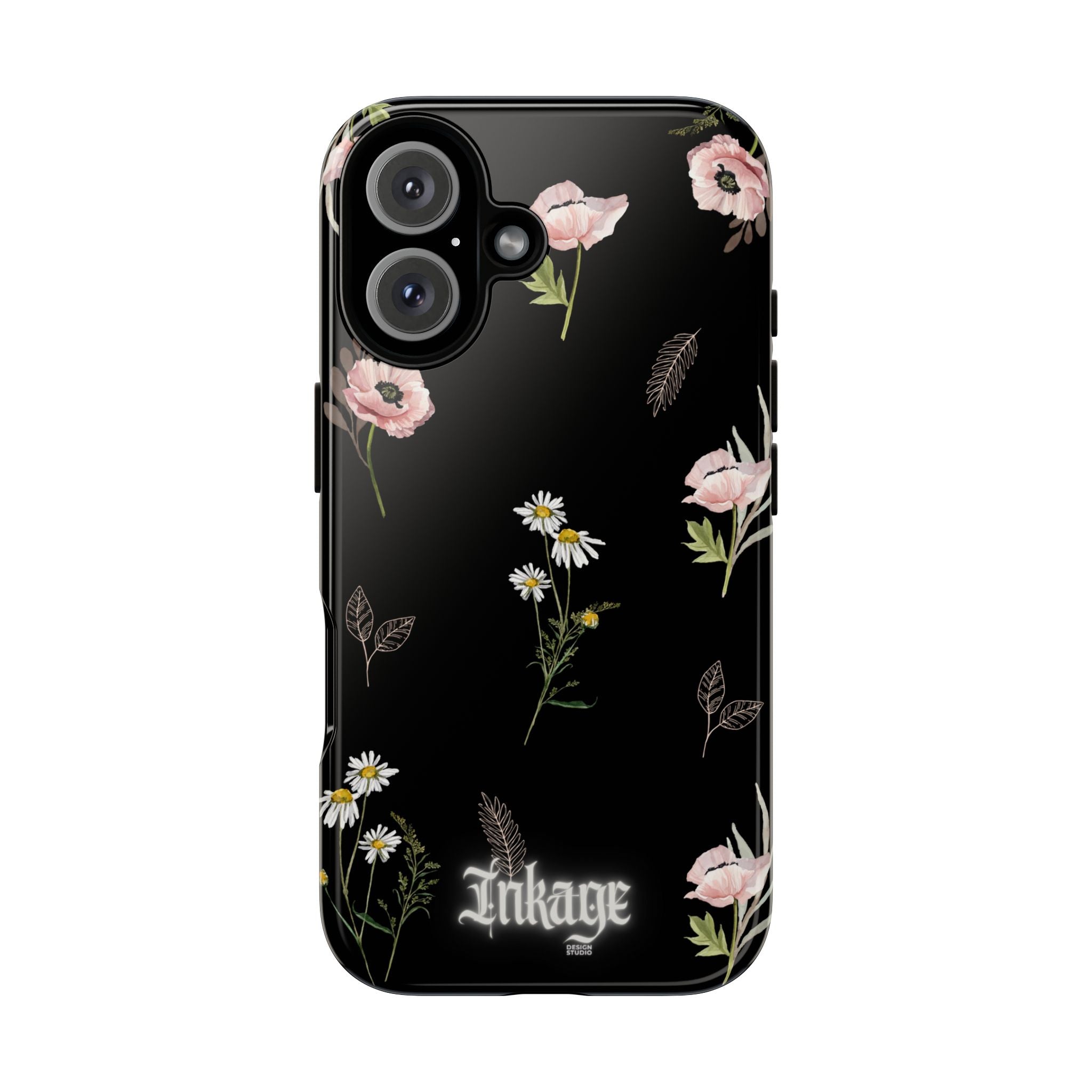 Elegant Black Floral Tough Phone Cases (Minimal)