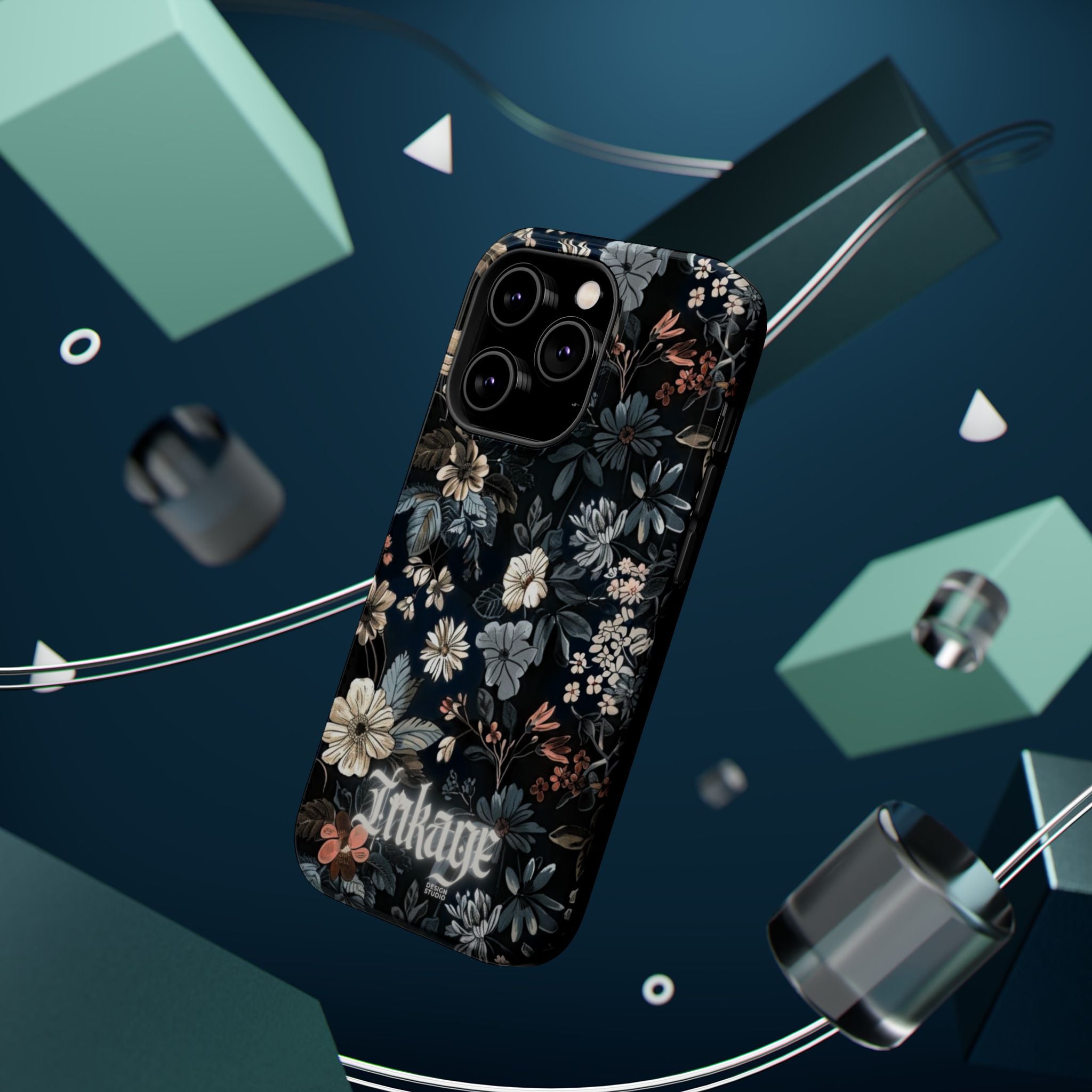 Black Florals Magnetic Phone Cases (Minimal)