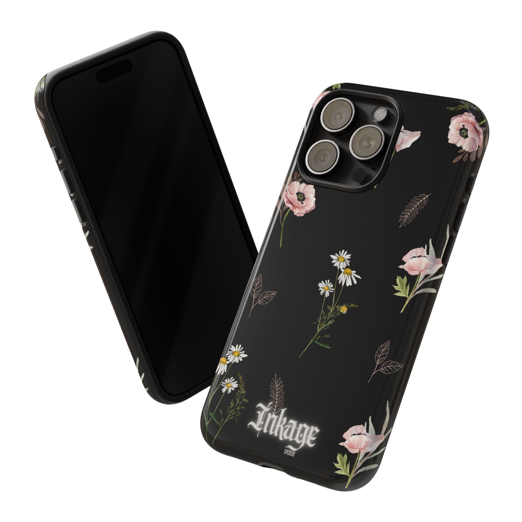 Elegant Black Floral Tough Phone Cases (Minimal)