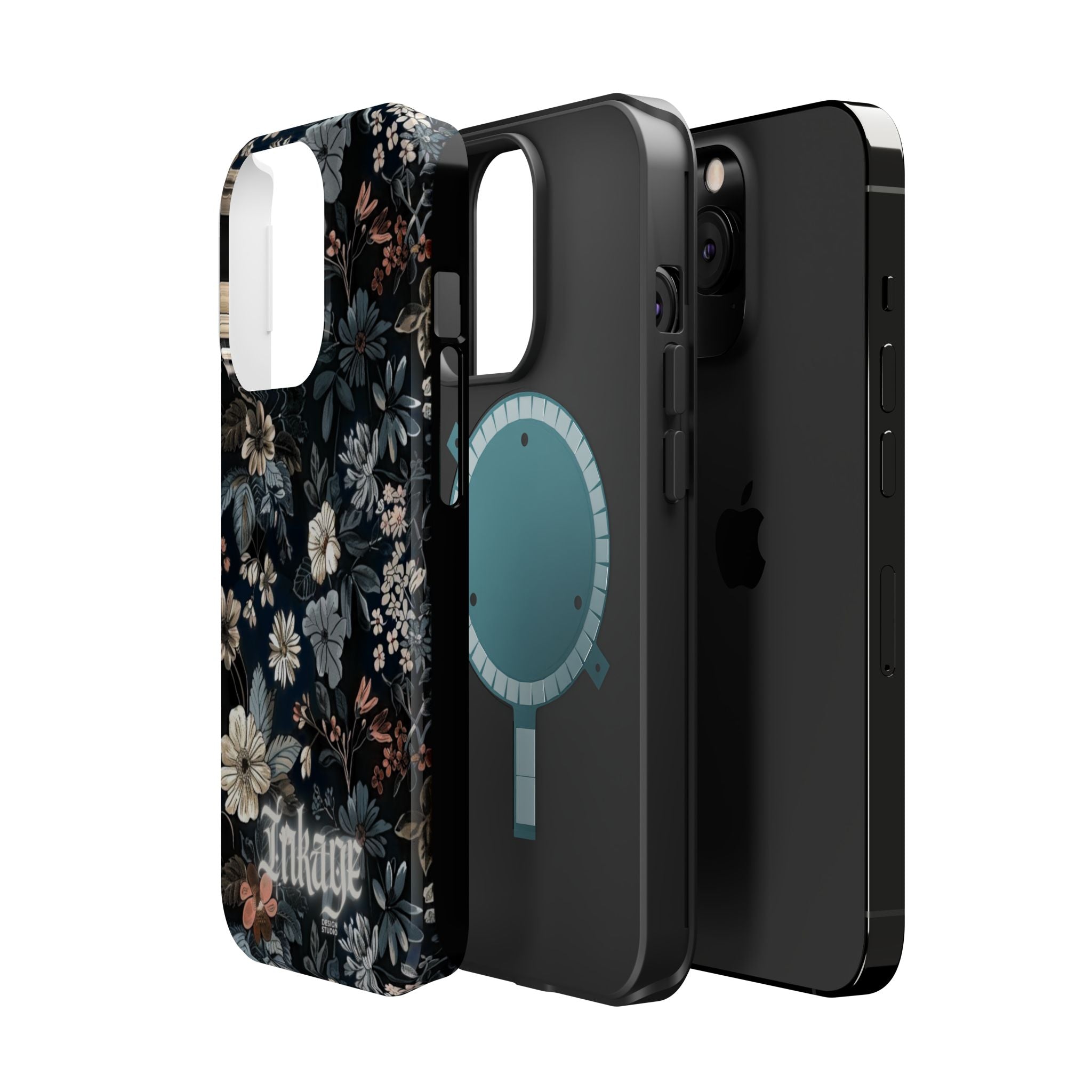 Black Florals Magnetic Phone Cases (Minimal)