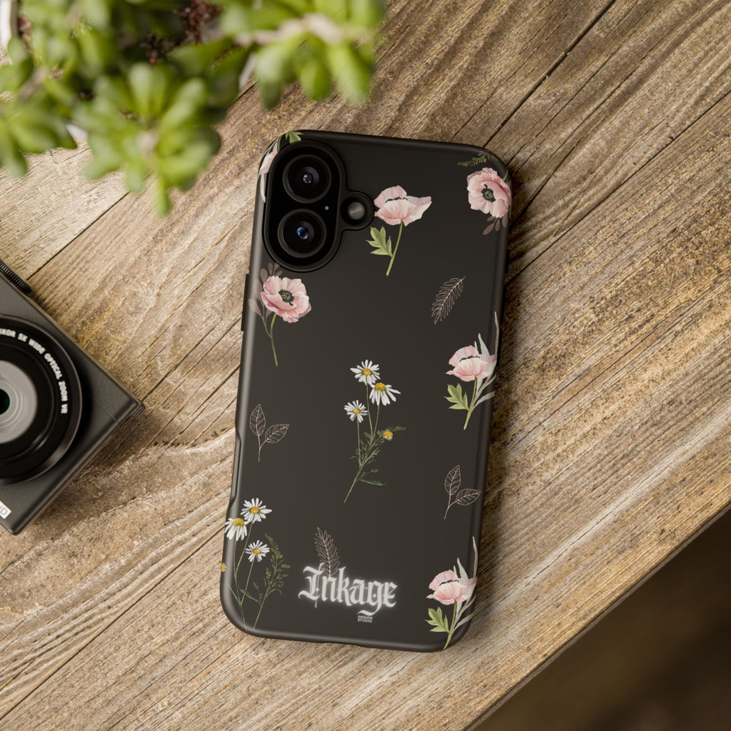 Elegant Black Floral Tough Phone Cases (Minimal)