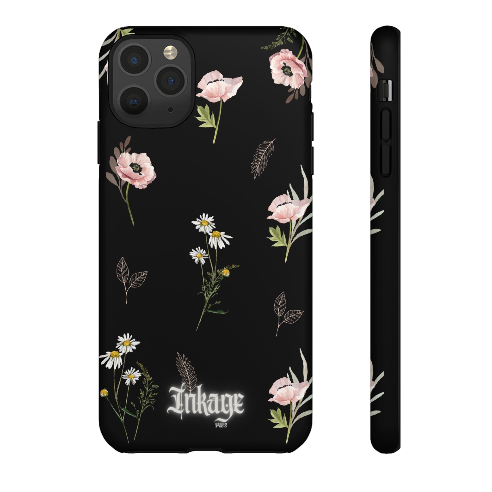 Elegant Black Floral Tough Phone Cases (Minimal)
