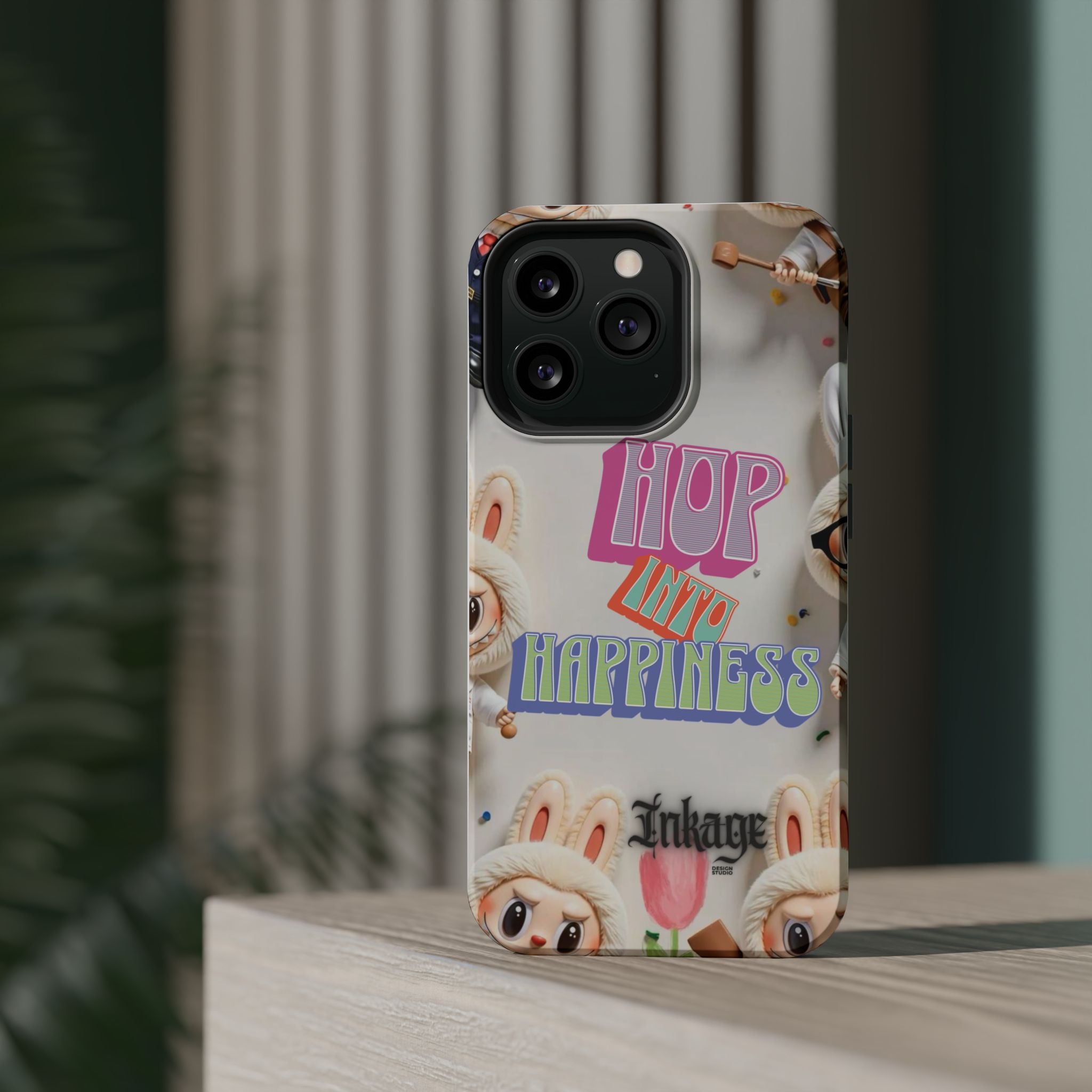 "Hop Into Happiness" Quote Magnetic Phone Case (Animation)