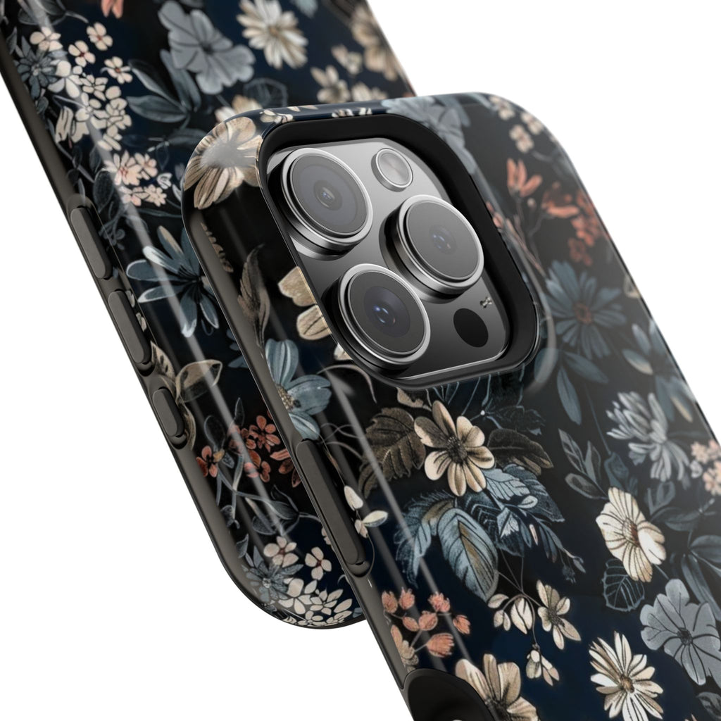 Black Florals Magnetic Phone Cases (Minimal)